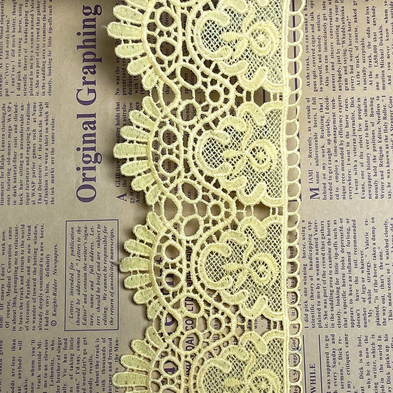 9CM Width Europe Crown Pattern Inelastic Embroidery Lace Trim,Curtain Tablecloth Slipcover Bridal DIY Clothing/Accessories.(2 Yards in one Package)(