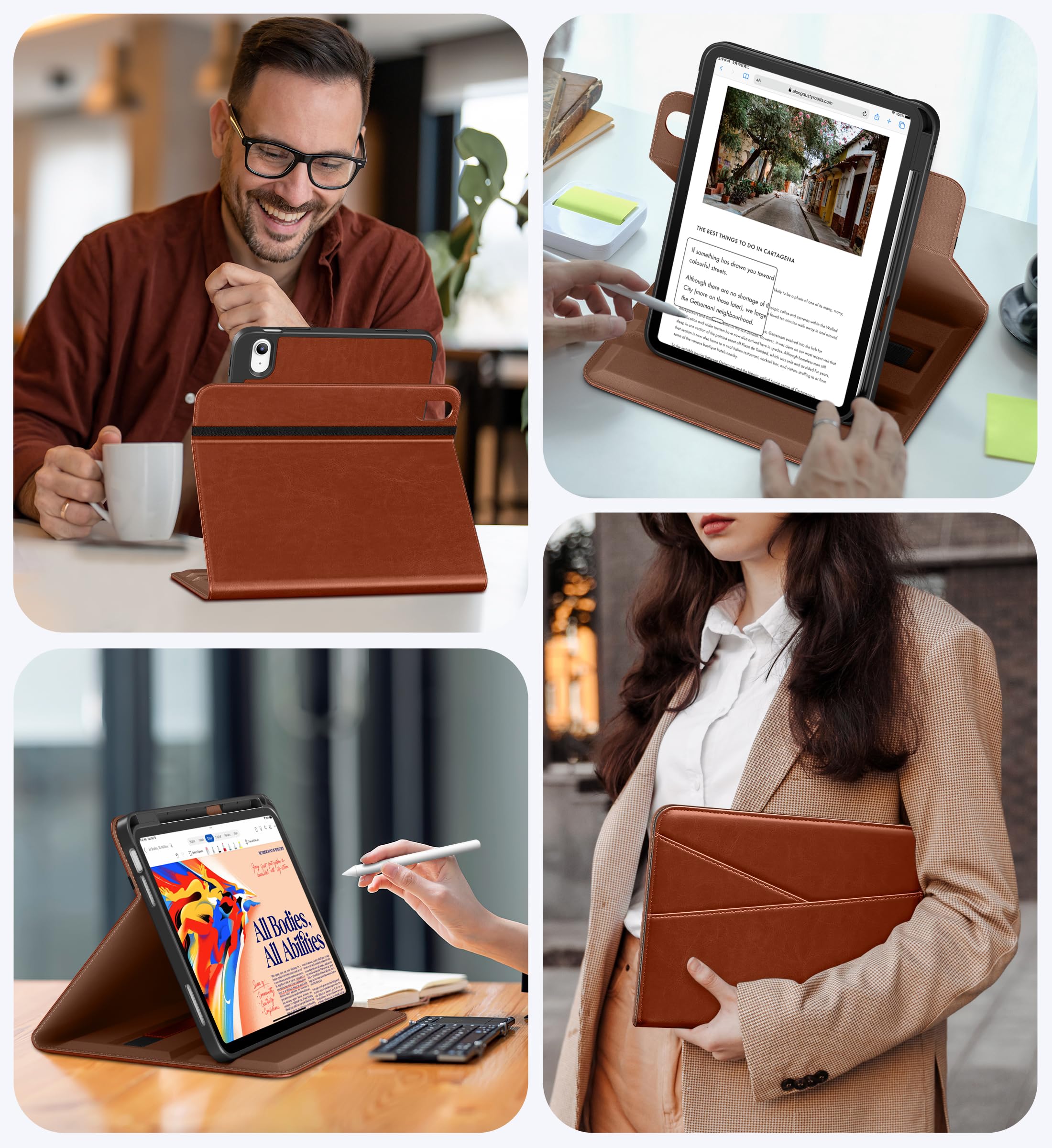 DTTO For IPad (A16) 11th Generation Case 11 Inch 2025, IPad 10th Generation Case 10.9 Inch 2022, Premium Leather Business Folio Stand Cover With Pencil Holder - Auto Wake/Sleep, Marble Pink - View #5