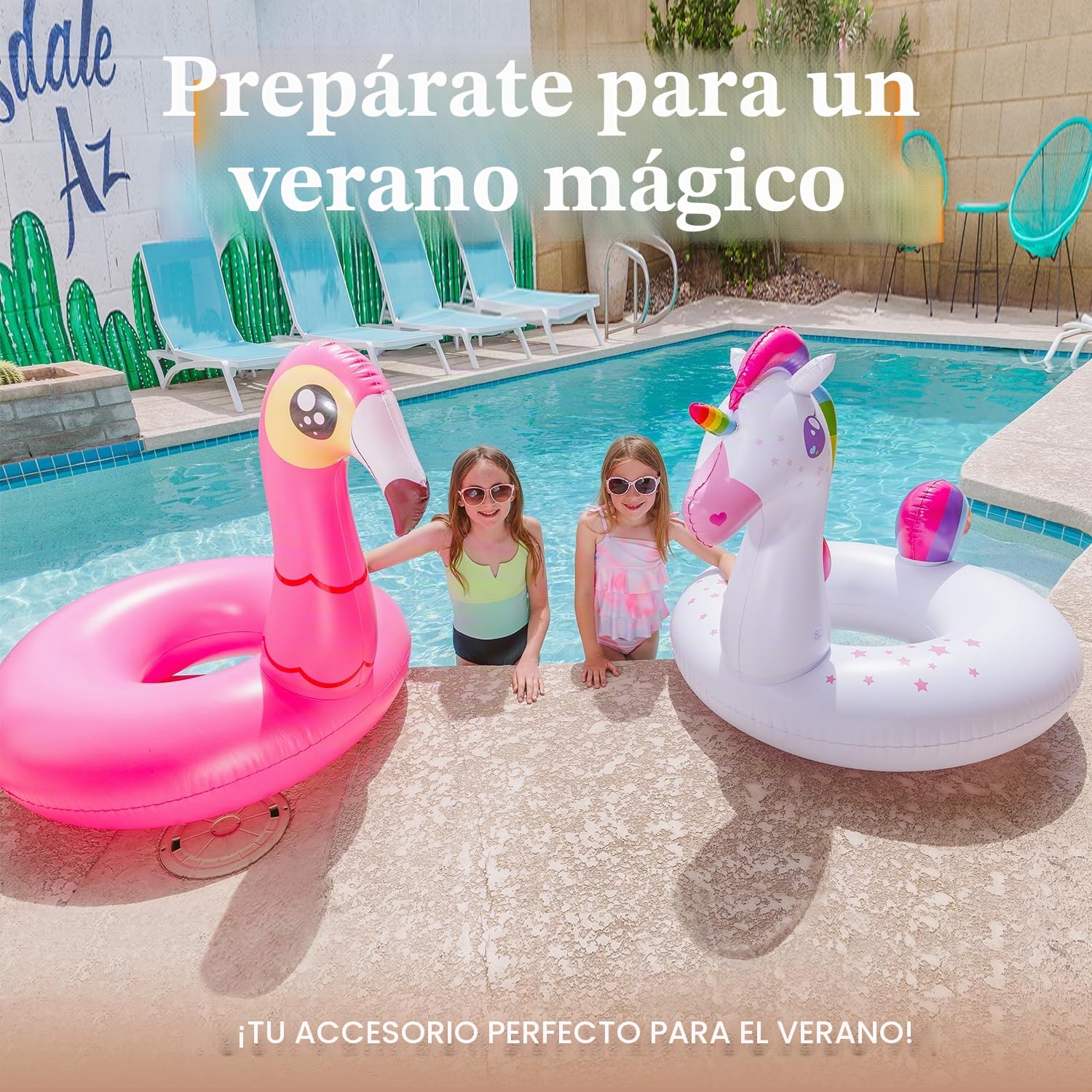 JOYIN 2pcs Anillo Flotador de Flamenco y Unicornio Flotador Hinchable para Piscina Hinchables Juguete Adultos Niños Natación