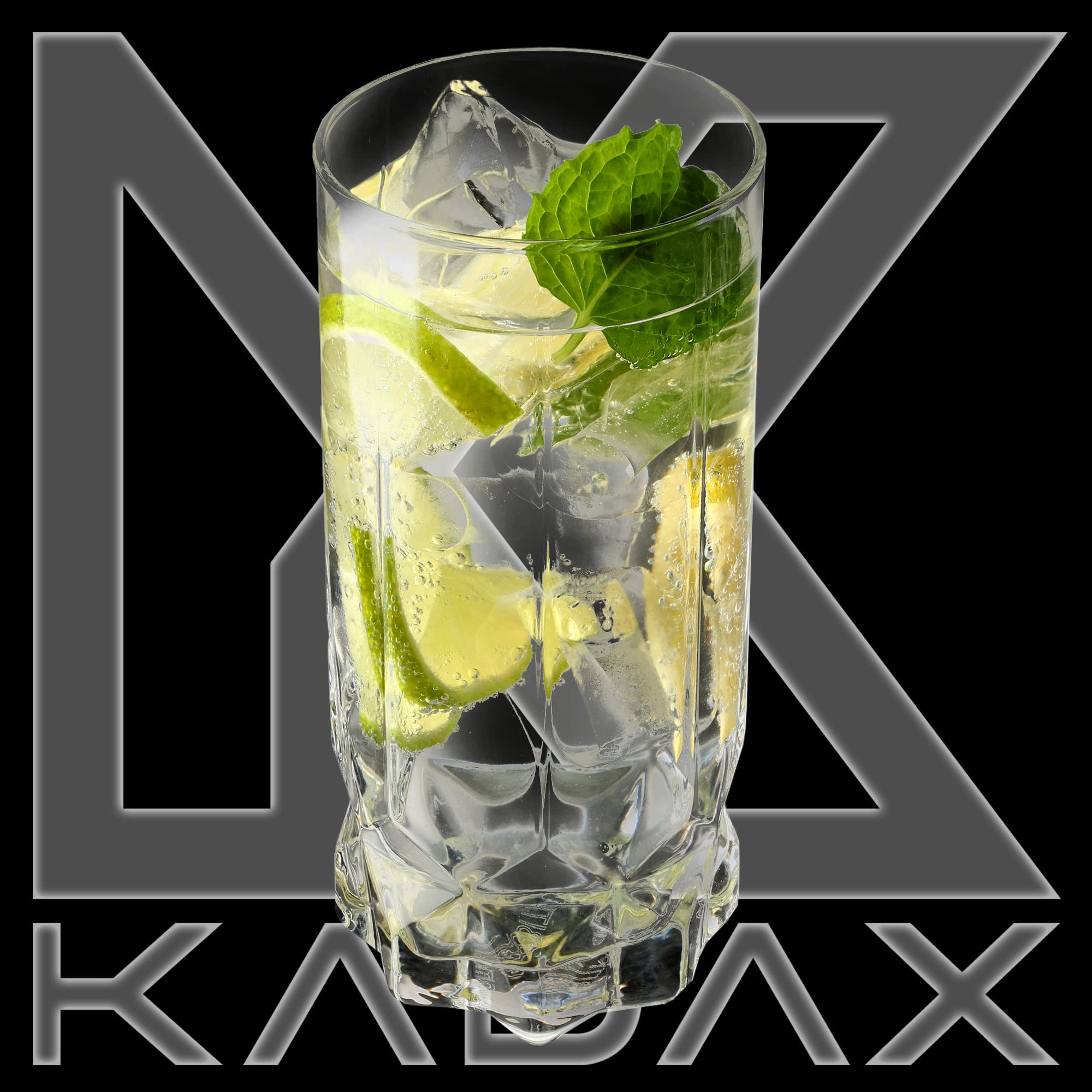KADAX Bicchieri Trasparenti da Cocktail in Vetro, Bicchieri Highball con Profilo Alto per Long Drink, Mojito e Acqua, Tumbler Moderni (Set di 6, 325 ml)