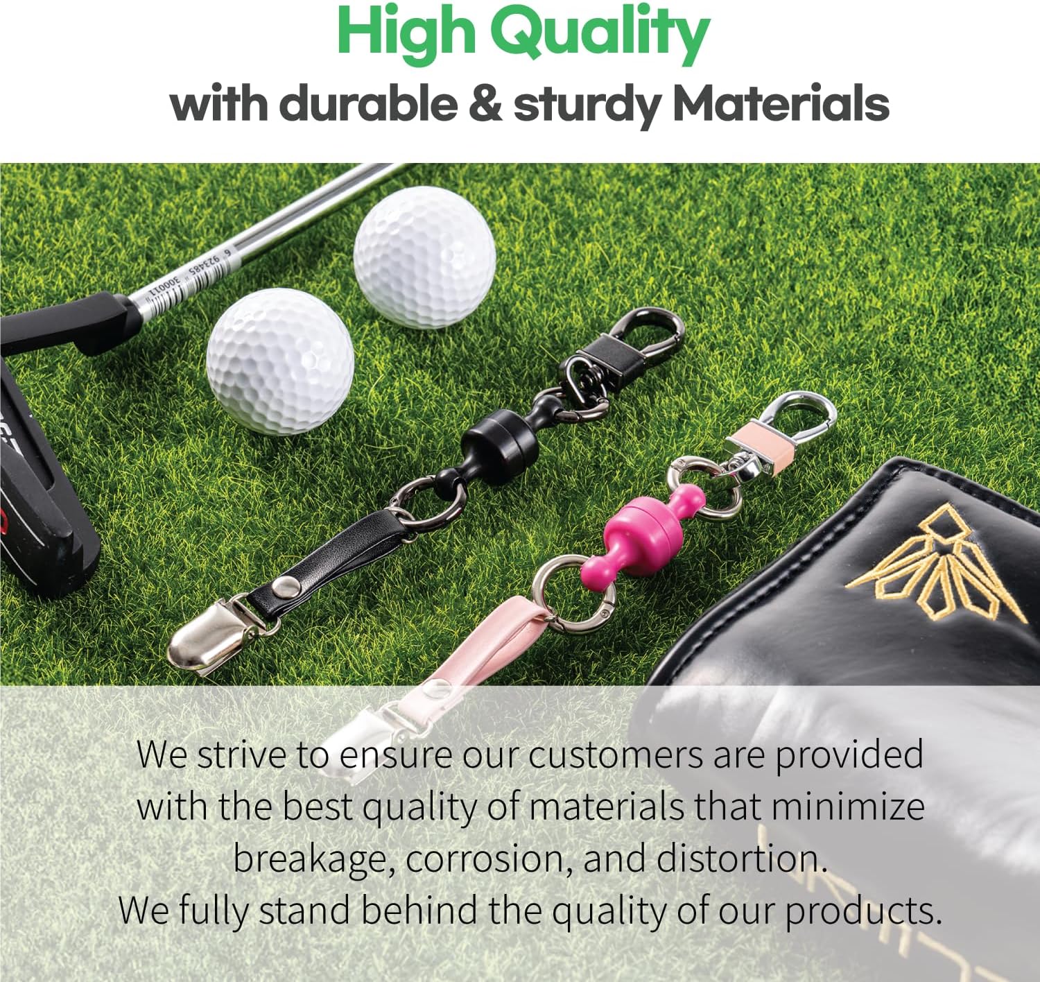 Magnetic Golf Putter Cover Holder | Versatile Use Golf Towels, Clothing & Accessories for Men & Women | Durable Headcover Keeper Leash with Strong Magnets