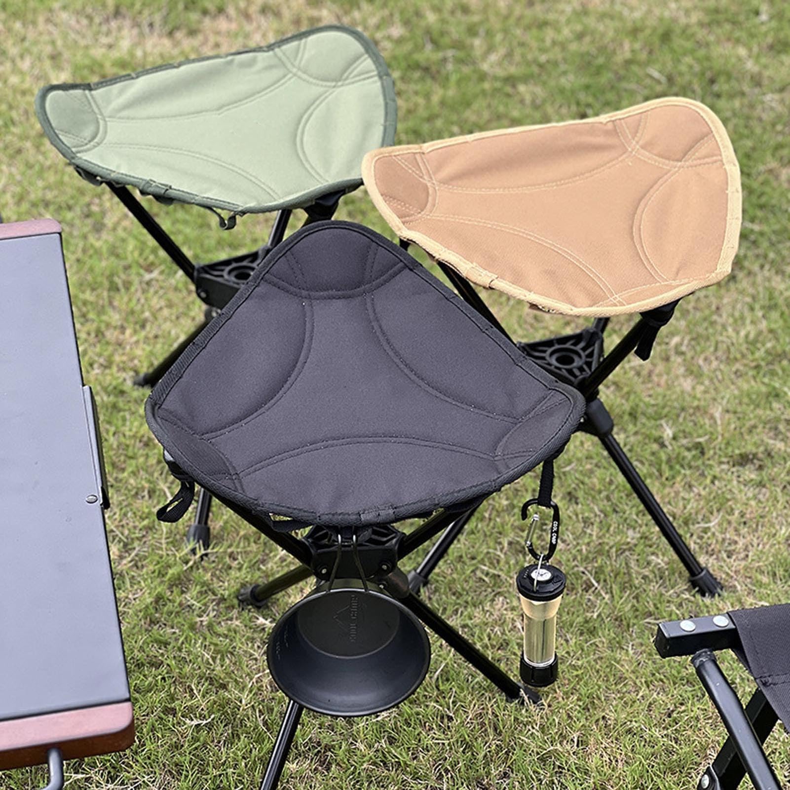 Tabouret de Camping Pliant, Siège Trépied Portable Léger Rotatif à 360 Degrés avec Sac de Transport, pour la Randonnée, la Pêche, Le Camping, Le Barbecue, Le Pique-Nique, Les (Green)