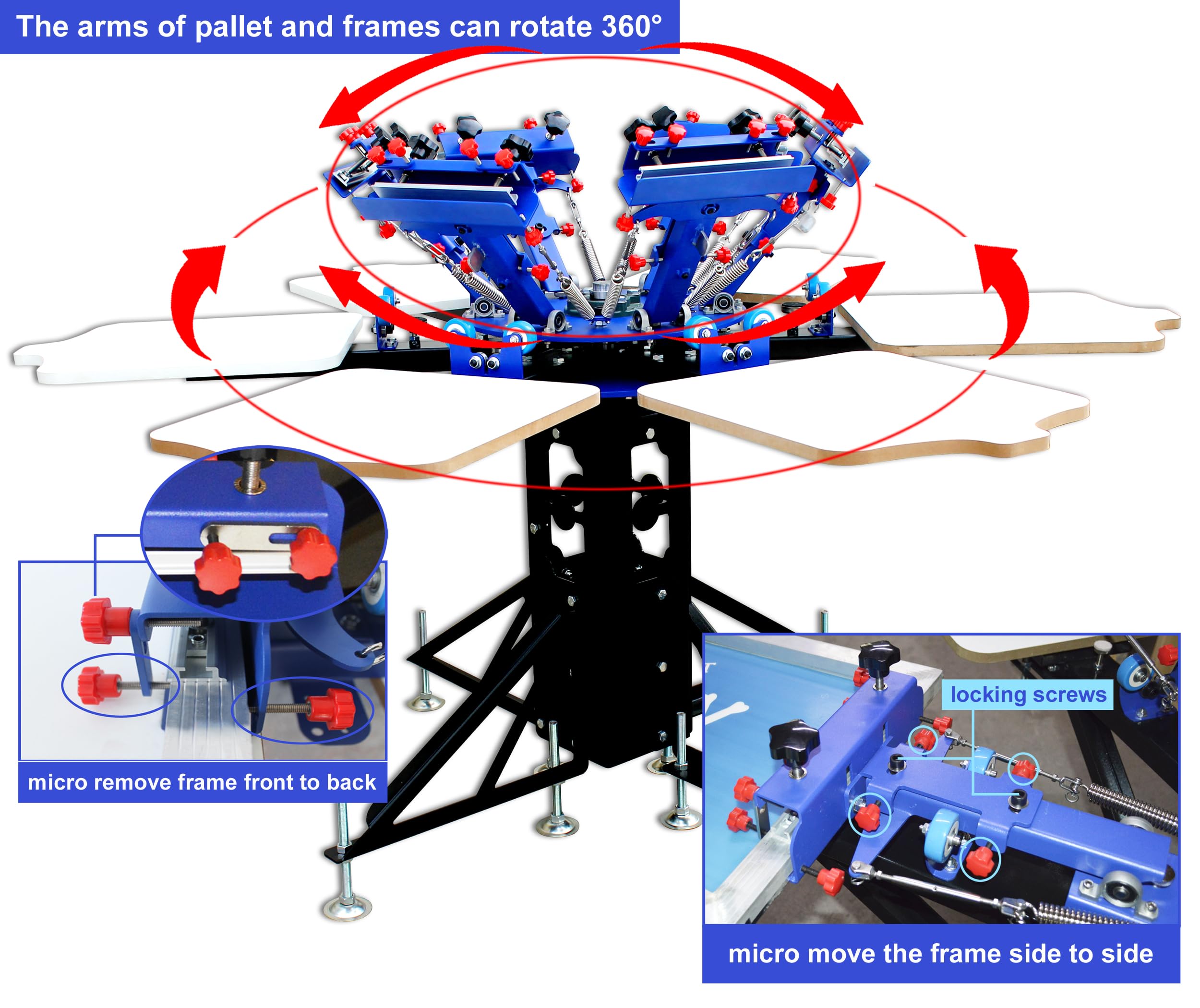 TECHTONGDA 6 Color 6 Station Screen Printing Press Micro-Registration Kit with Flash Dryer Washout Tank Squeegee Mesh Frame Accessories