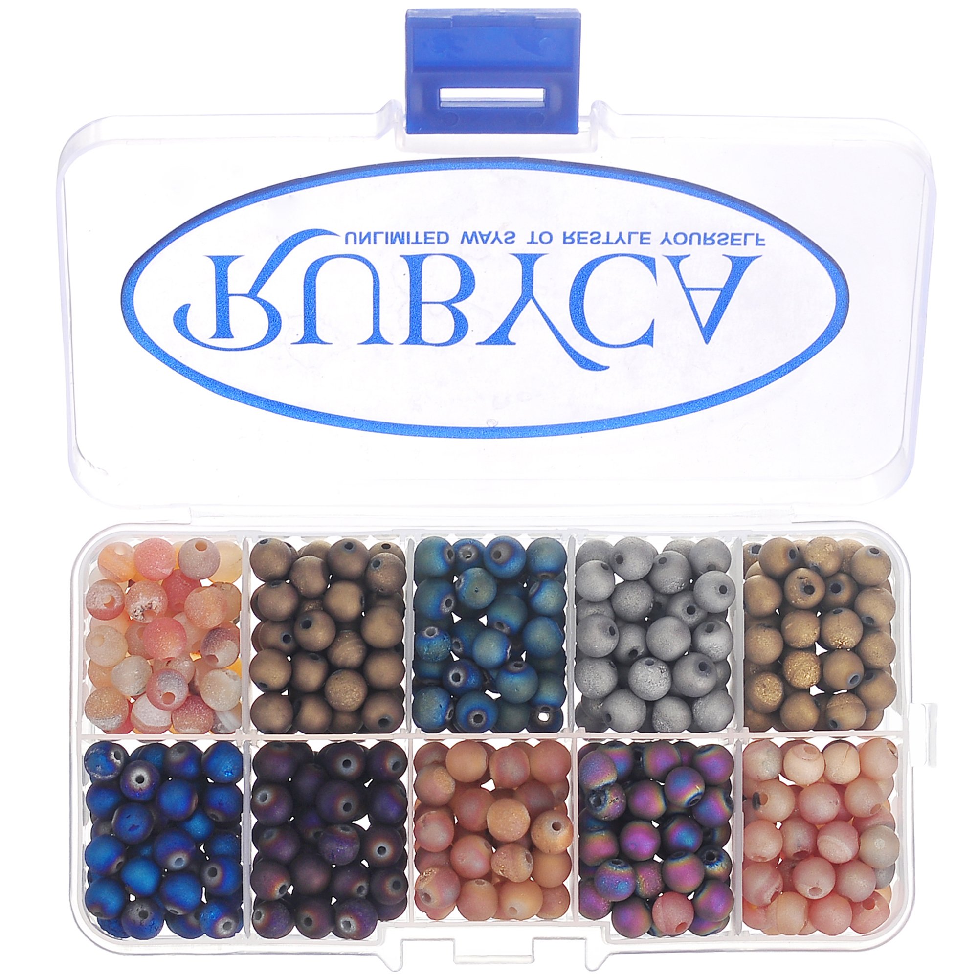 rubyca rund gefärbt galvanisch Druzy Achat Quarz Kristall Edelstein Perlen, Mixed Colors, 8 mm