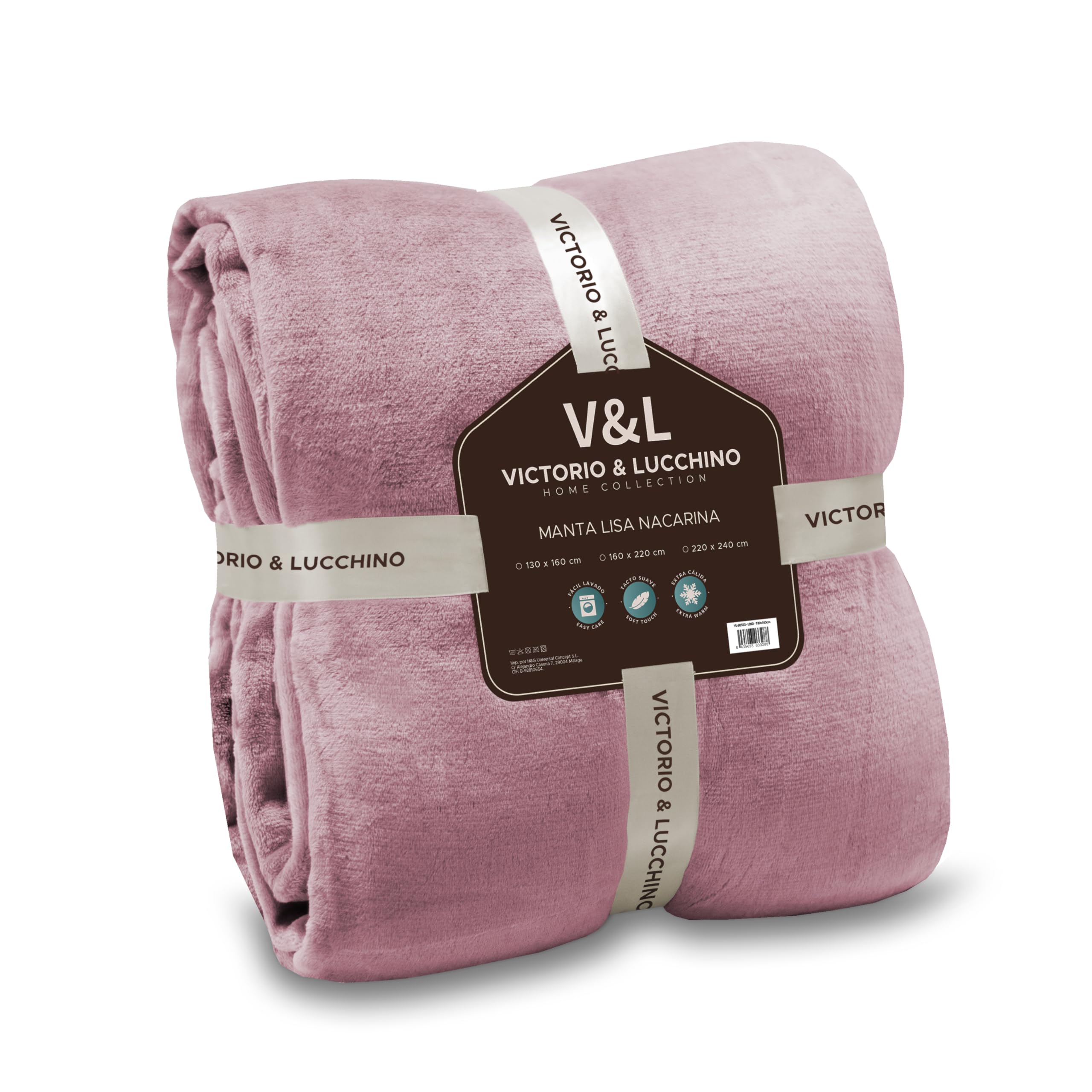 Victorio & Lucchino V&L Smooth Extra-Soft Blanket 350 g for Sofa for Bed, Warm with Non-Sheeping Back, Breathable for Winter (80525-Pink, 220 x 240 cm)
