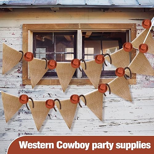 Miniatura 5 de 20 piezas de suministros de fiesta de plástico con temática vintage, mini sombreros de vaquero, herraduras rústicas y sombreros de vaquera para