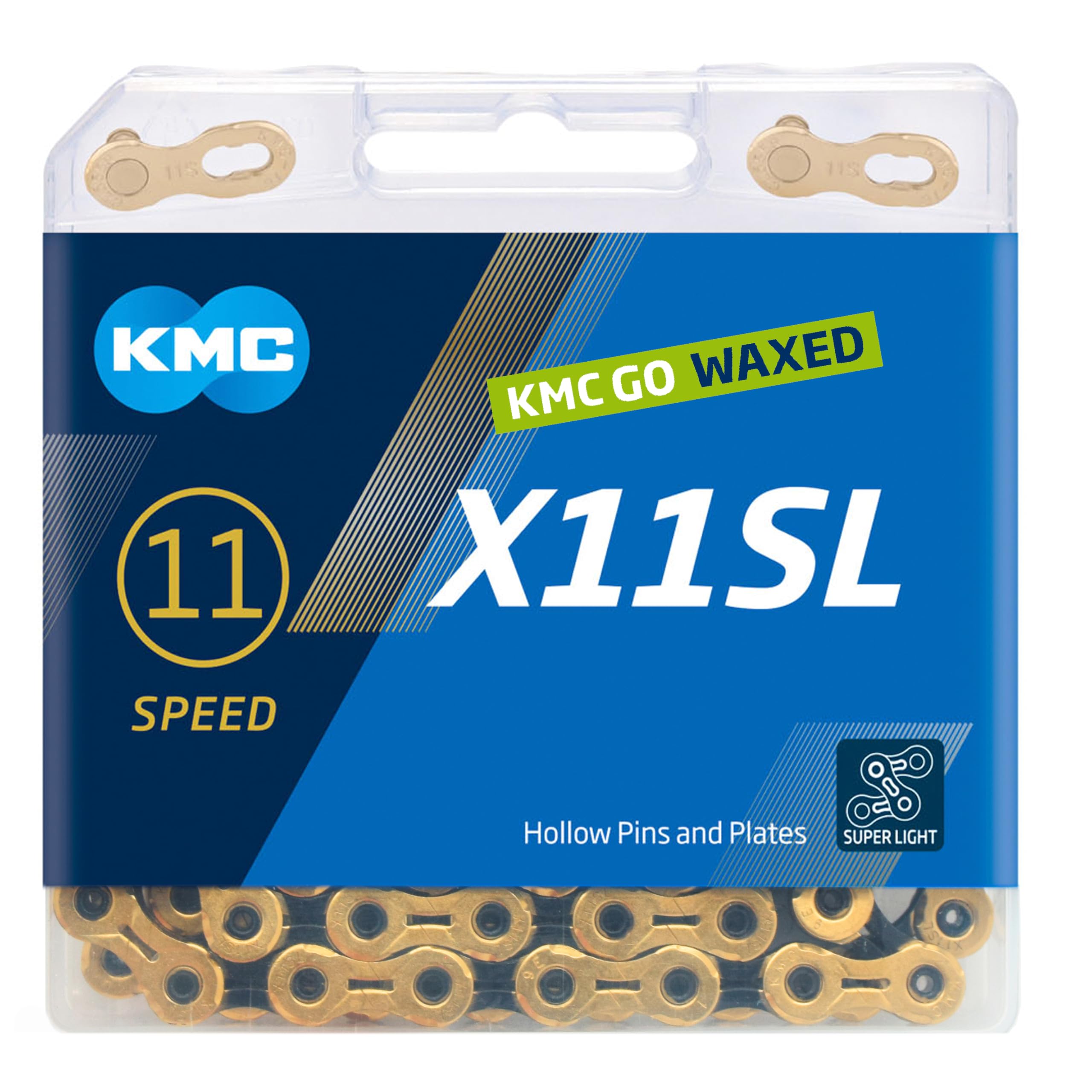 KMC X11SL Waxed 11 Speed Chain, Ti-N Gold/Black, 118 Link