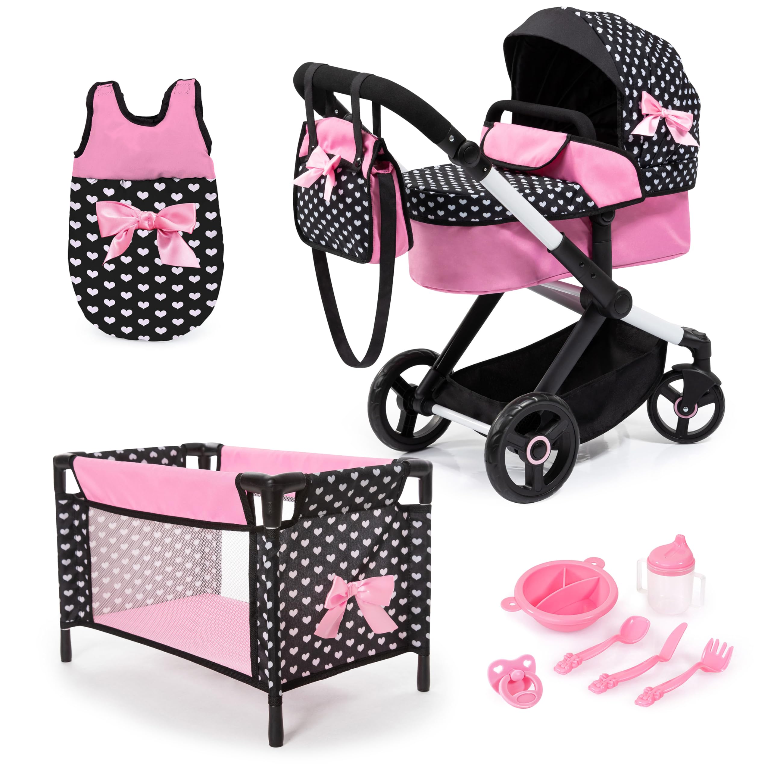 Bayer Design Cochecito de muñeca XEO, Convertible, Regulable en Altura | cuna de viaje, bolsa, saco de dormir, accesorios