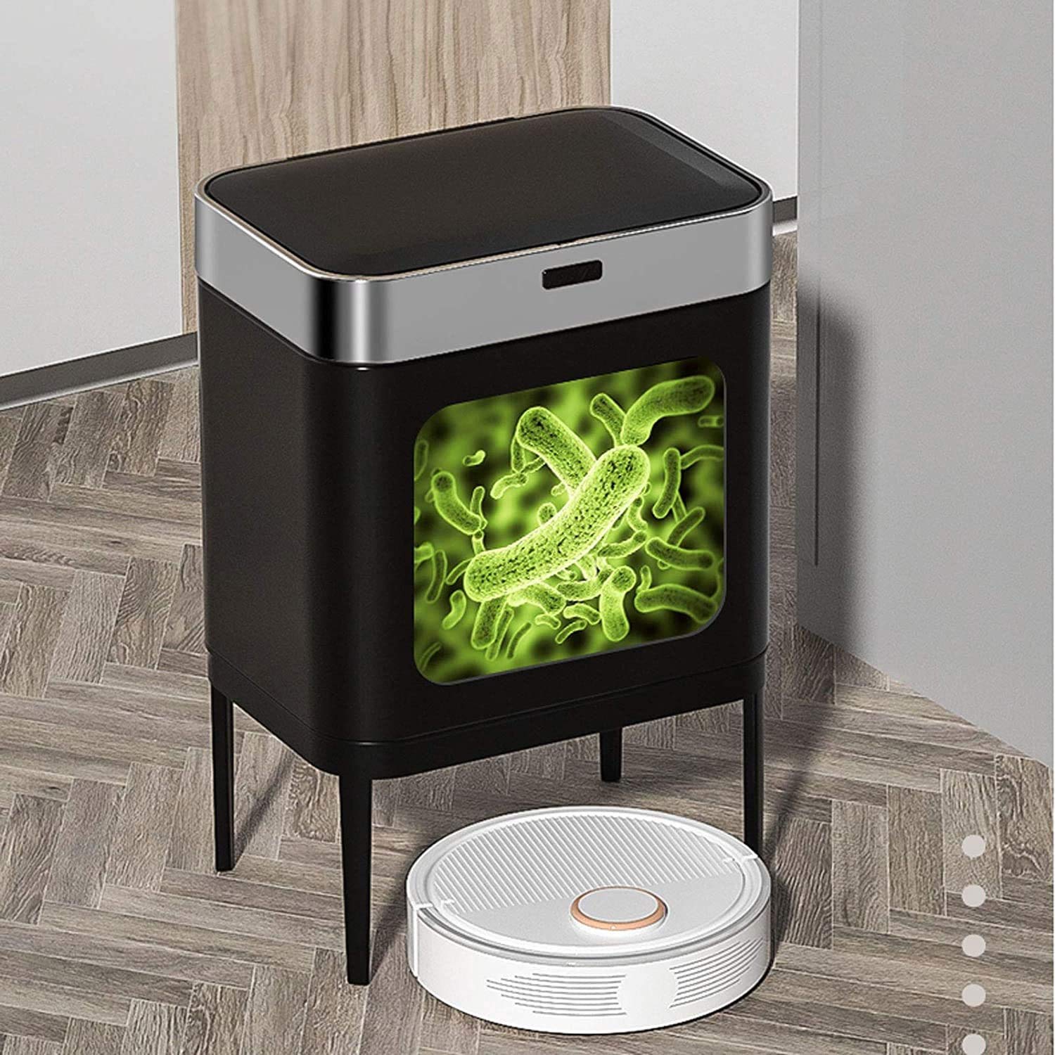Large Capacity Waterproof Trash Can Smart Home Electric Trash Cans Touchless Kitchen Trash Can with Lid,Wet and Dry Separation (Color : A) (B) image 2