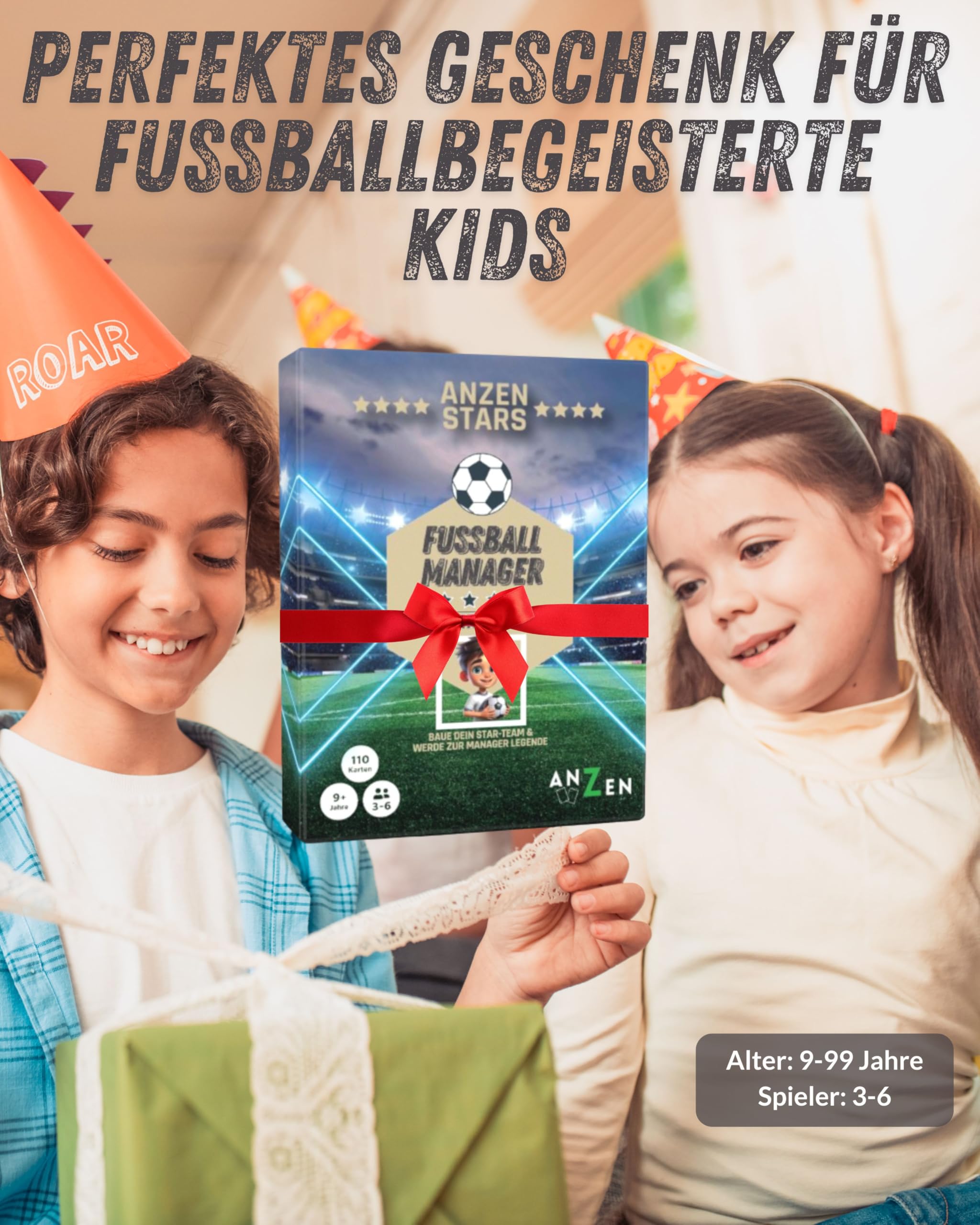 ANZEN Stars – Gestionnaire de football – Jeu de cartes | Cadeau pour enfants et fans de football à Noël | Jeu de société pour garçons passionnés de football à partir de 8 à 9 ans | Jeu de famille |