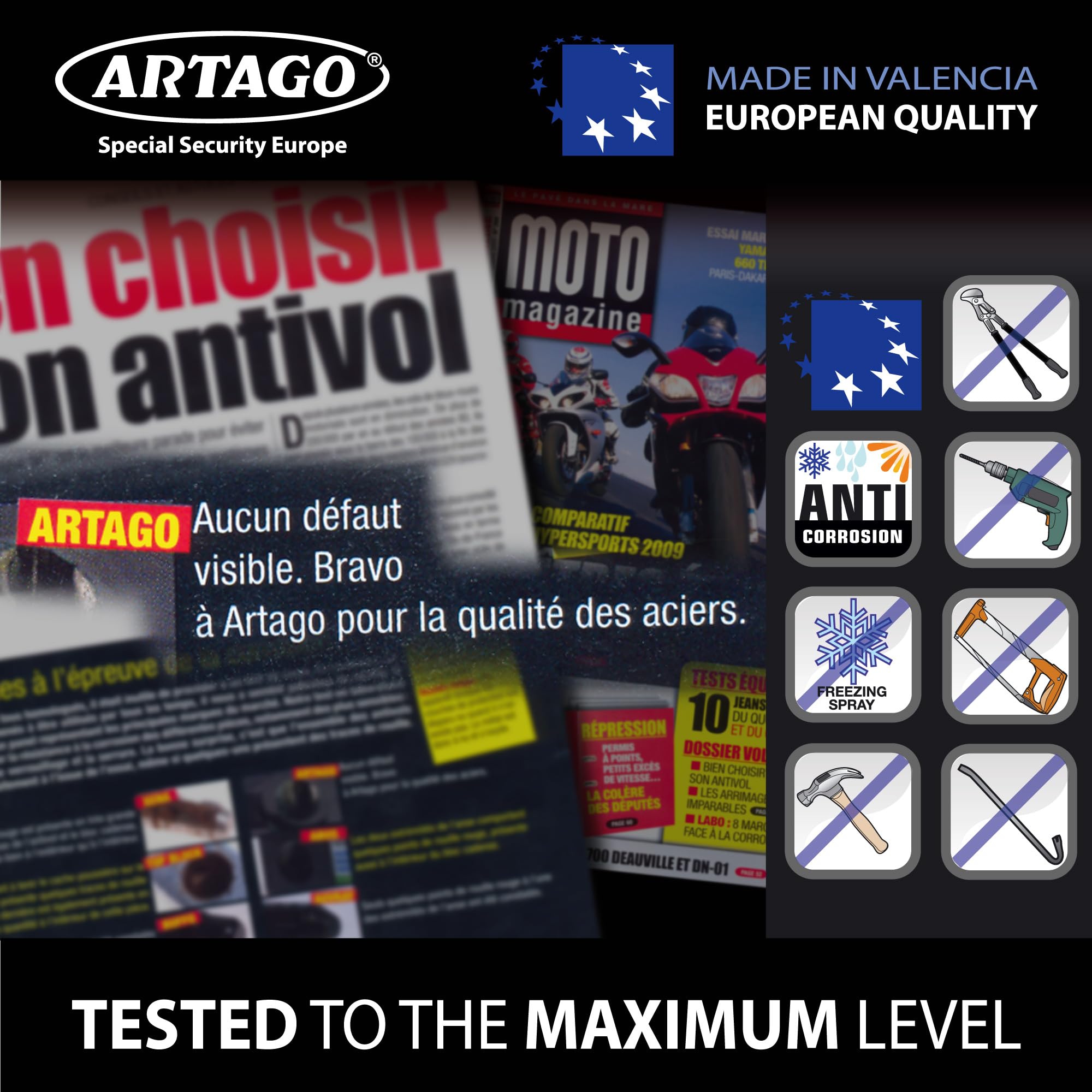 ARTAGO 60 Ancrage Sécurité Sol/Mur, Haut de Gamme, Anneau XXL Basculant ø20mm, Acier Résistance Maximale et Boulons Plus Profondes Blindées, Ancre Fixation pour Chaîne Antivol Moto Garage Parking