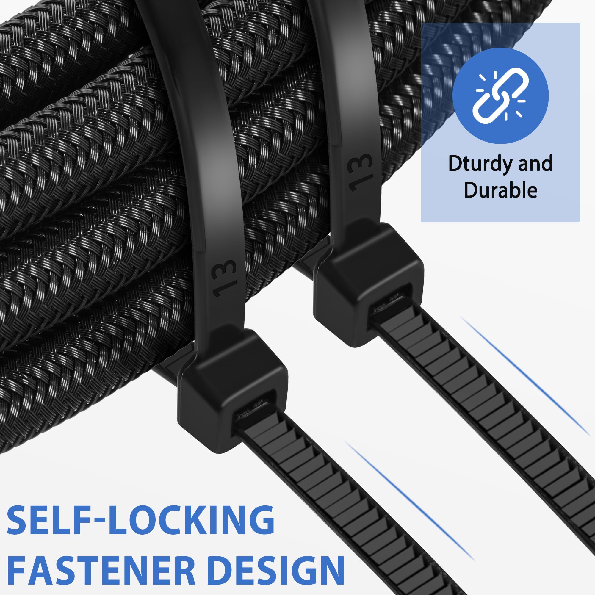 Fascette Plastica DUNSOO - 1000 Pezzi Per Cavi Elettrici, Giardinaggio E Fai Da Te | 5 Misure Diverse - Foto 6