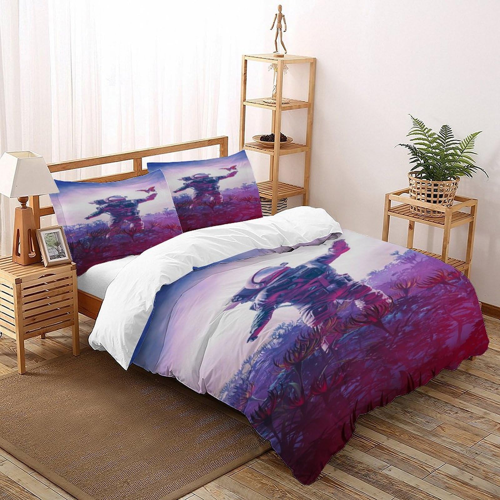 Parure de lit astronaute 3D en microfibre durable avec fermeture éclair pratique
