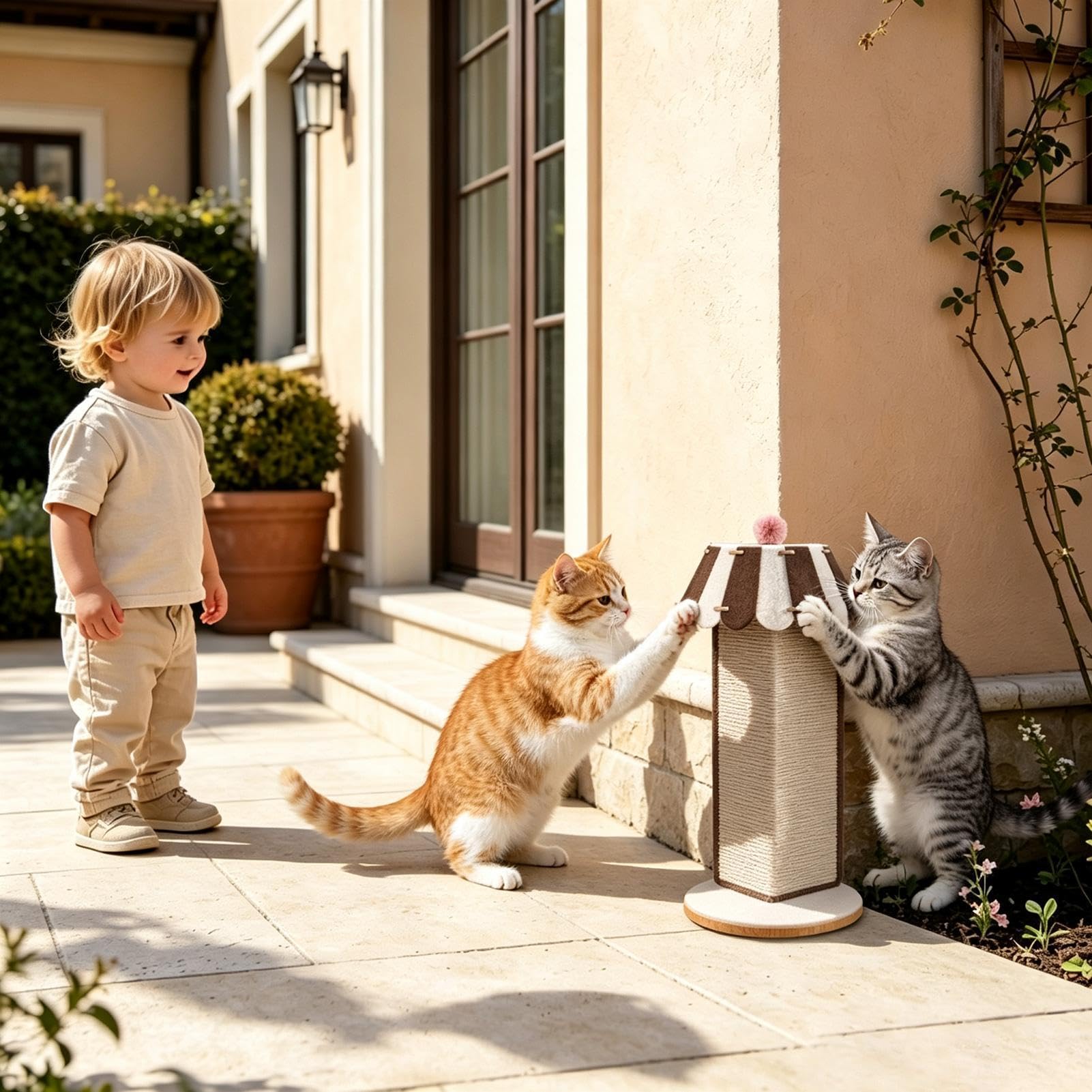 Gato columna rascador de 55 cm de sisal grande juguete rascador | Columna rascador para estirar el cuerpo del gato en interiores, especialmente en el salón en el sofá y