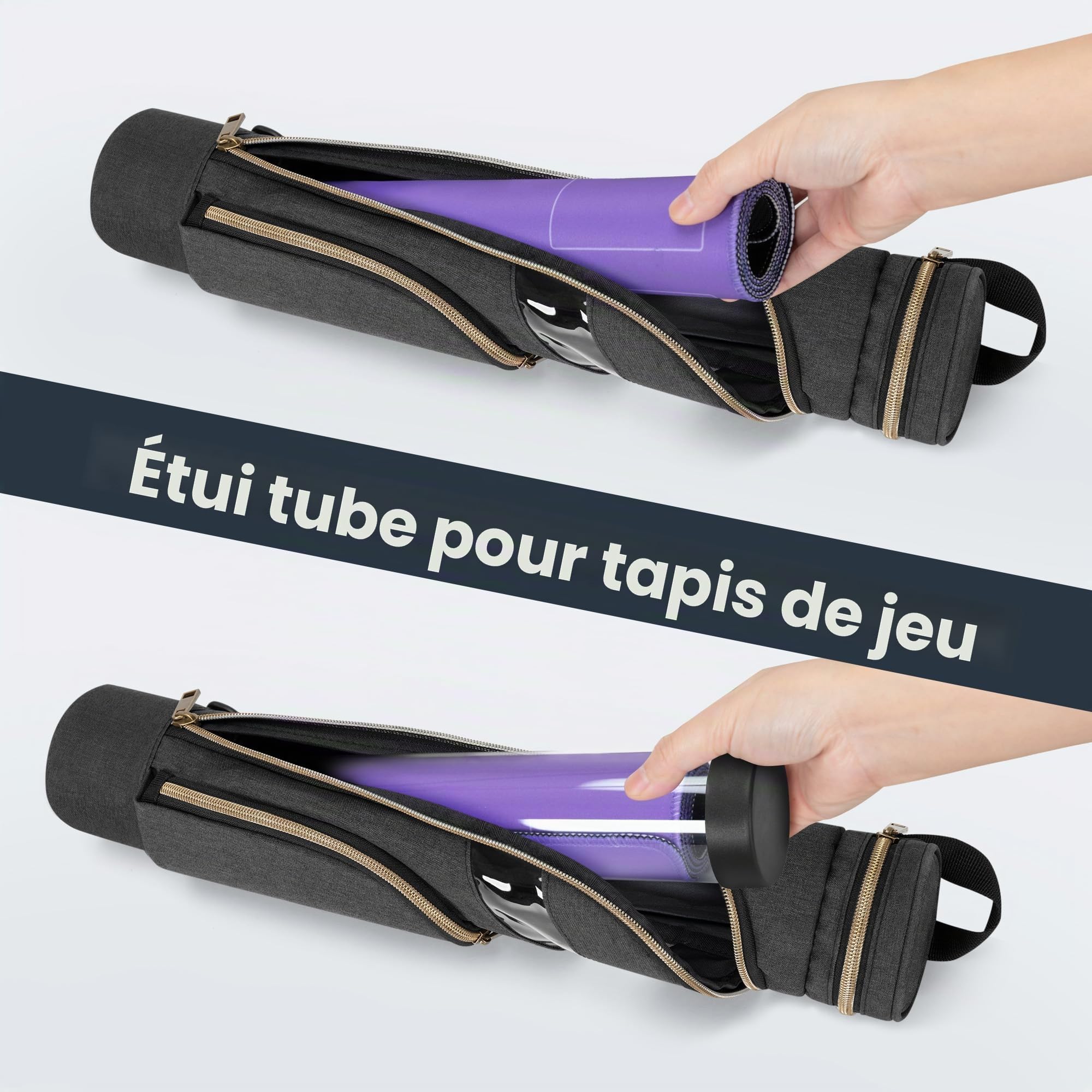 Rexmica Playmat Tube Holder pour Tapis de Jeu avec Porte-dés | Compatible avec Les Tapis de 35,6 x 61 Cm, Étui Tubulaire Rangement pour La Plupart Des Tapis de Jeu avec Bandoulière