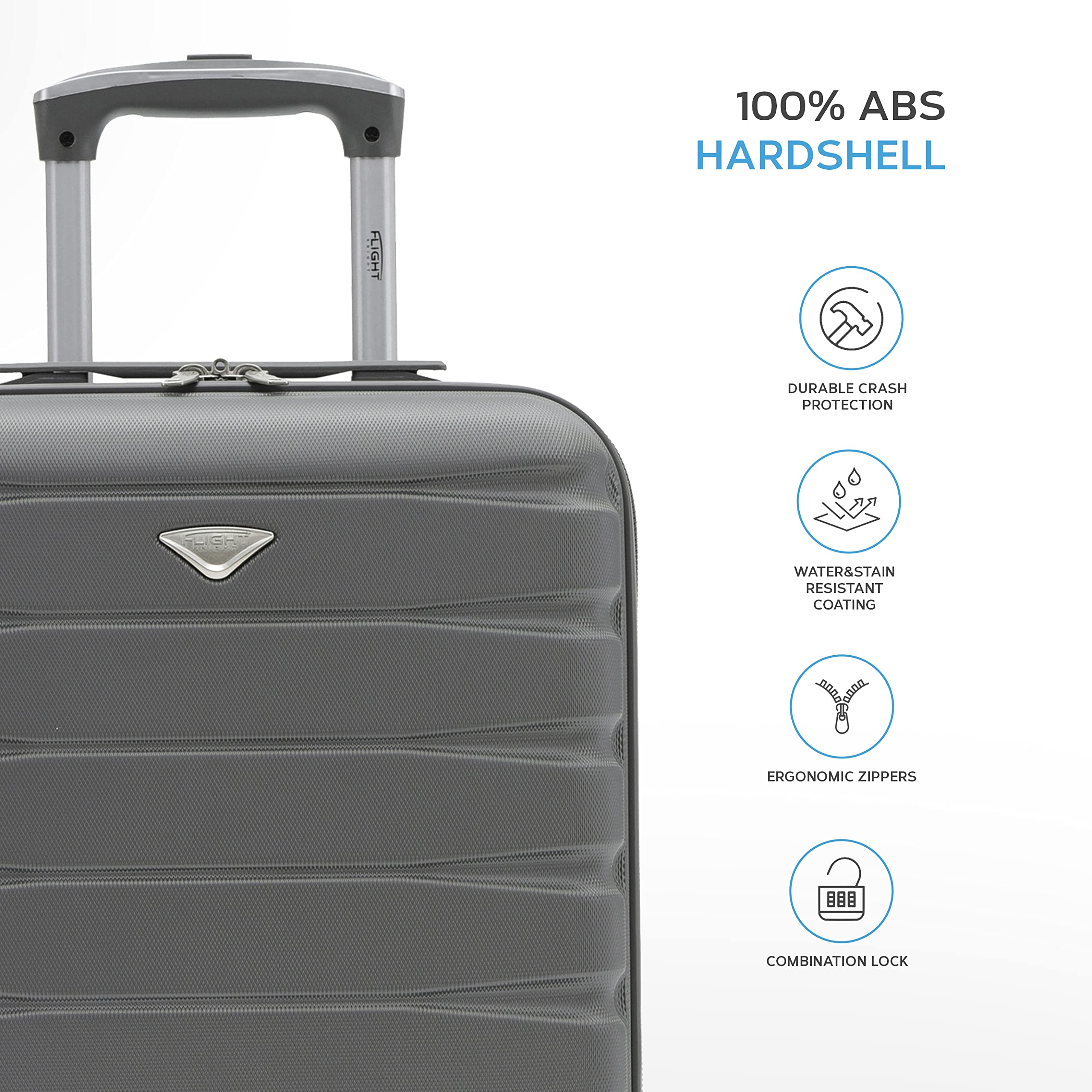 Flight Knight Suitcase Set of 2 Lightweight 4 Wheel ABS Hard Case Cabin Carry On Hand Luggage - easyJet Maximum Size for Overhead Cabin & Under Seat Carry-On - 45x36x20cm & 56x45x25cm
