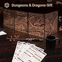 Vista 5 de DND DM Screen 5e, D&D Dungeon Master - Pantalla 3D de piel sintética de 4 paneles con inserciones personalizables, accesorios de rol GM de Calabozos
