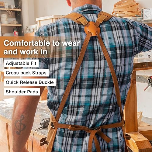 Miniatura 8 de Hudson Durable Goods - Delantal de lona encerada de alta resistencia, ajustable hasta XXL para hombres y mujeres
