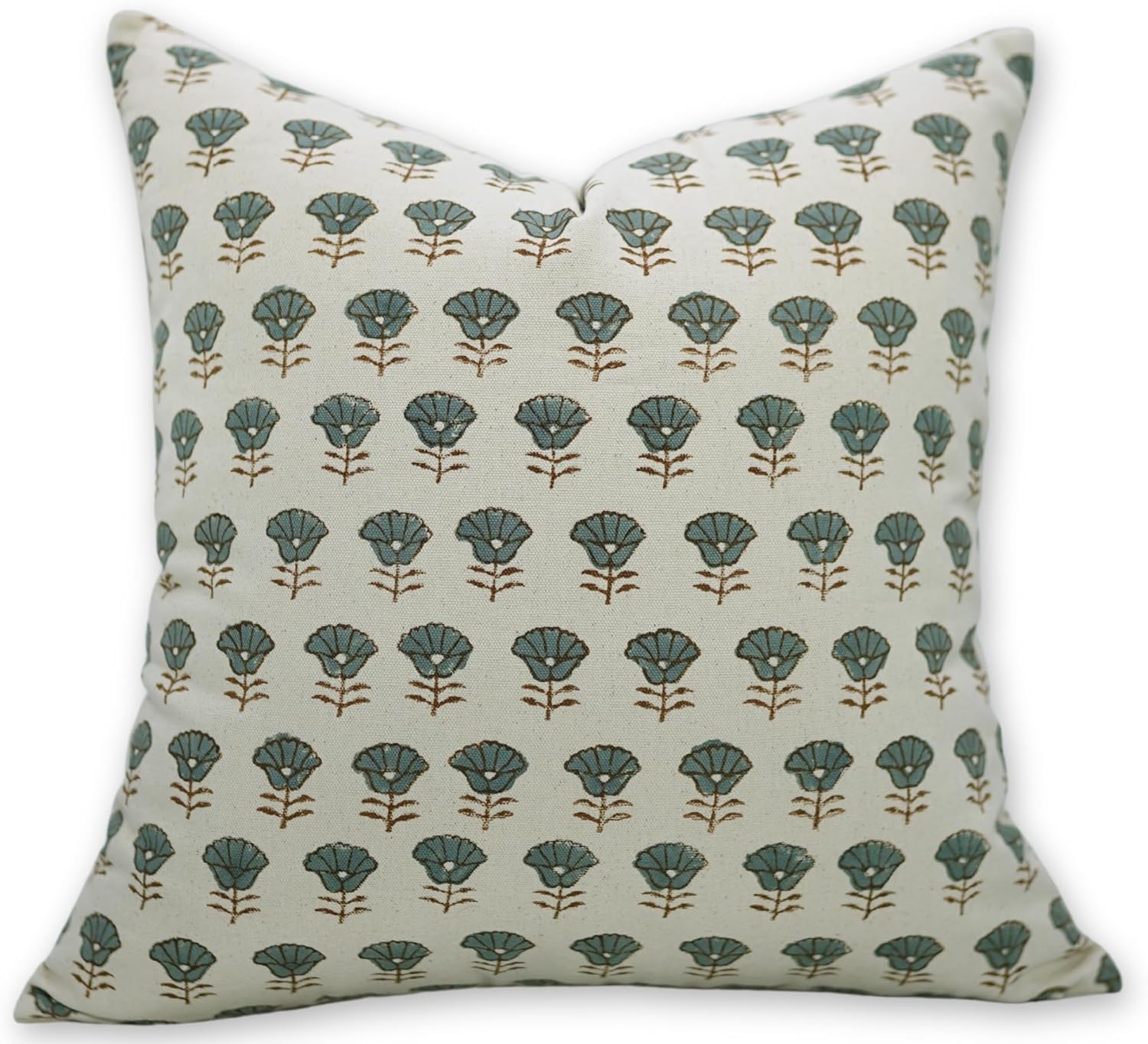 Block Print Duck Canvas 22X22 Throw Pillowcase Cushion Cover with Zipper for Sofa, Couch and Bed, Fall Decoration, Farmhouse, Outdoor, Living Room, Home Décor, Heera Moti,