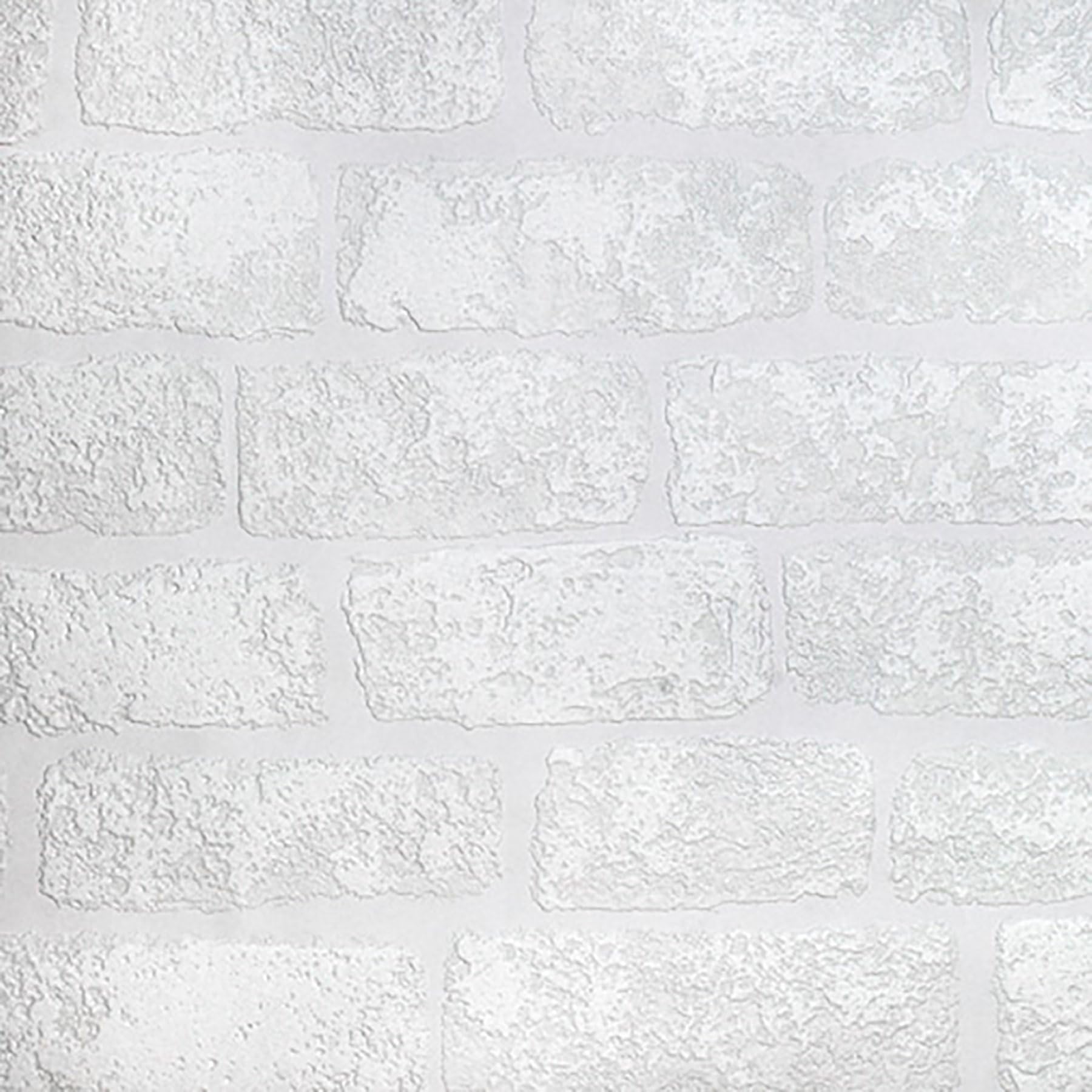 Paintable' Brick Effect wallpaper in White (Full Roll) Amazon.co.uk