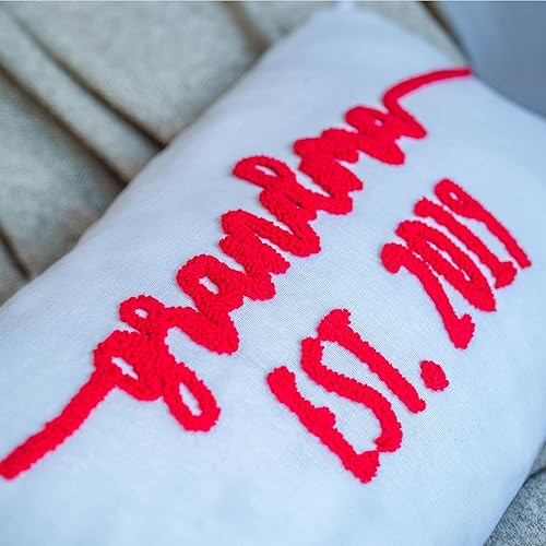 Miniatura 4 de Funda de almohada personalizada para mamá establecida, funda de cojín bordada a mano con fecha personalizada, funda de algodón lavable, regalo