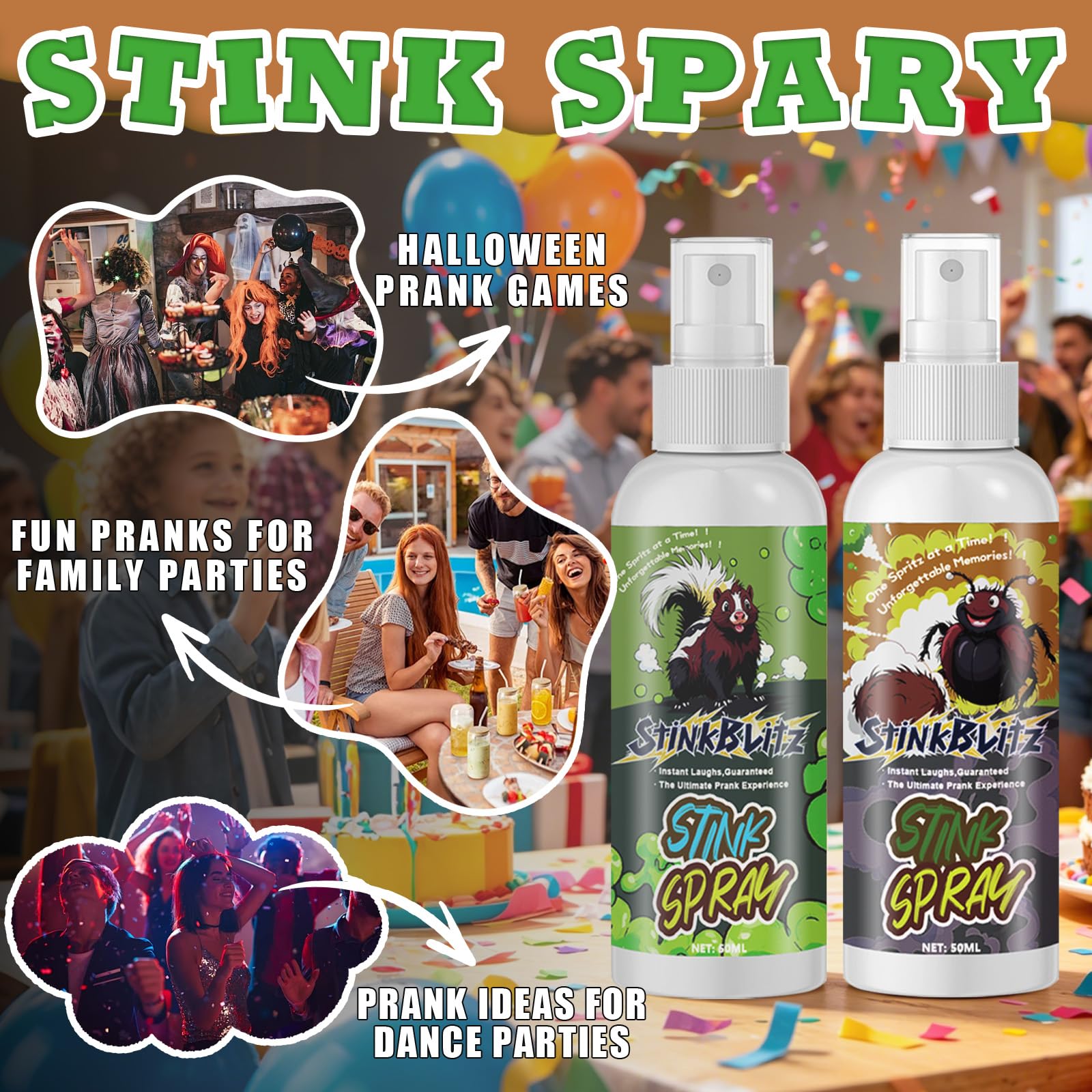 Płynny Spray Flake, śmierdzące butelki, śmierdzące spray, śmieszne dowcipy, bardzo mocny płynny aerozol, zabawny spray do wyciskania dla dorosłych, śmierdzący spray żart (50 ml × 2)