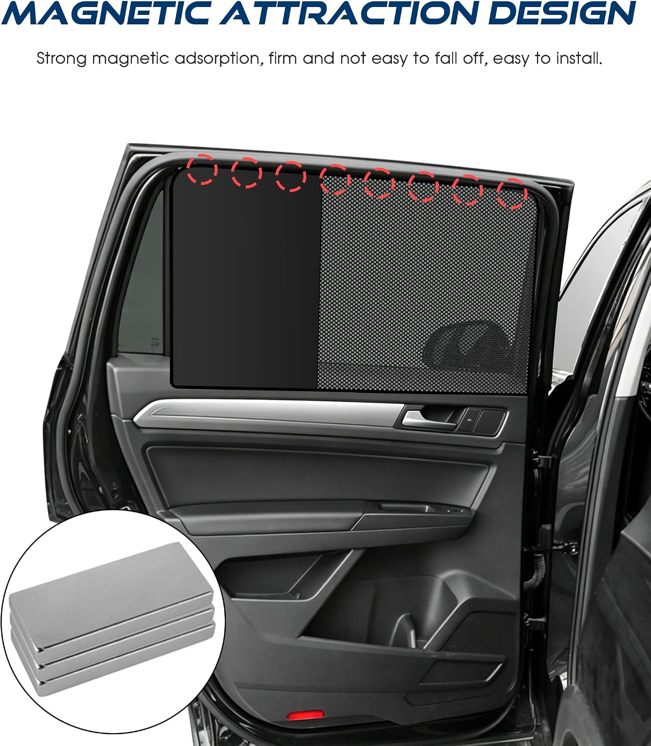 Car Sun Shade,Car Accessories Universal Magnetic Driver Window Sun Shade,Half Blackout Half See-Through Curtains UV Protection,Automotive Windows Sunshades for Most Car (2Pcs-Rear Window)