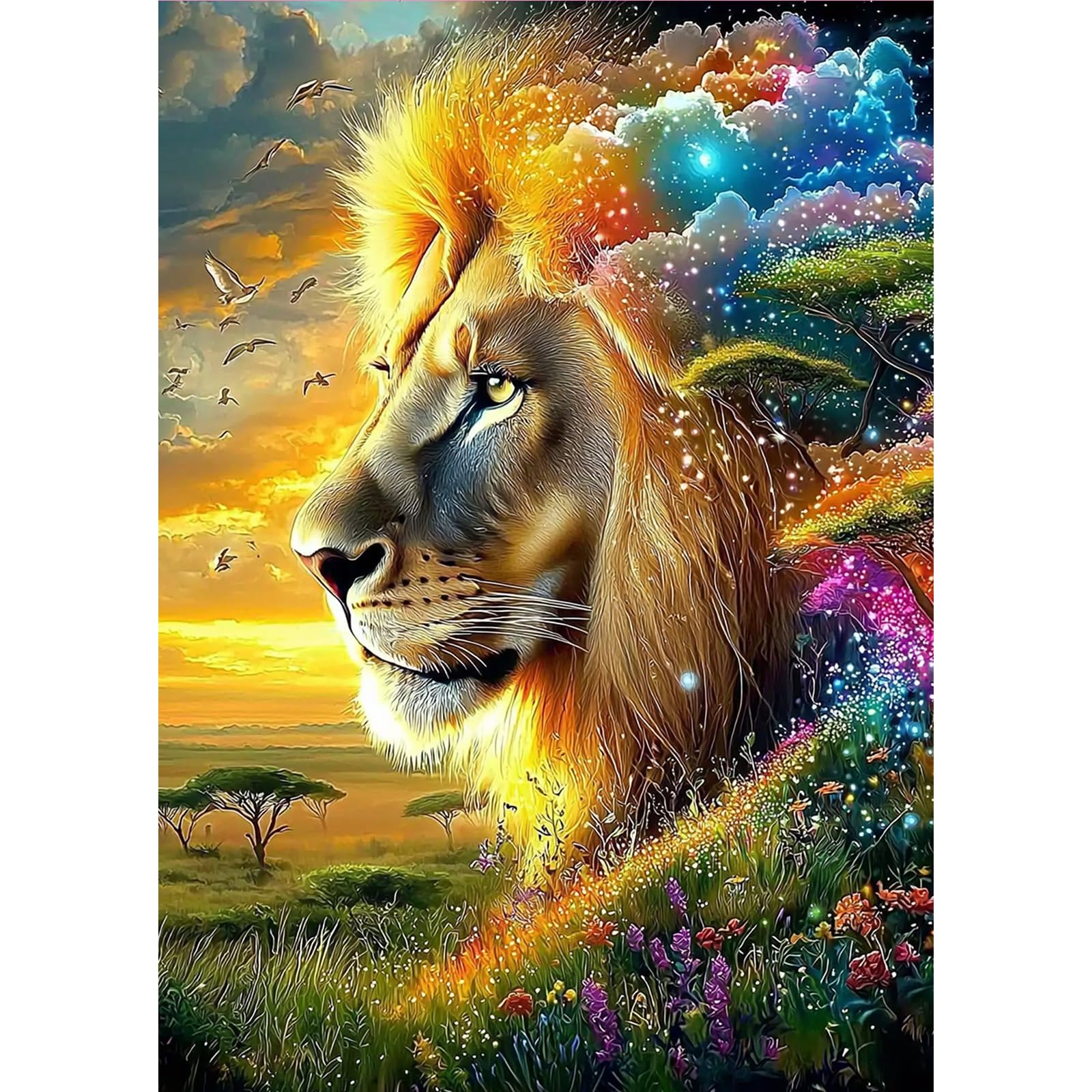 MOGTAA Lion Diamond Art Painting Kits for Adults, Landscape DIY 5D Diamond Painting Kits for Adults Beginners, Full Drill Diamond Dots Crystal Art Kits for Home Decor Gifts 30x40cm — image 1