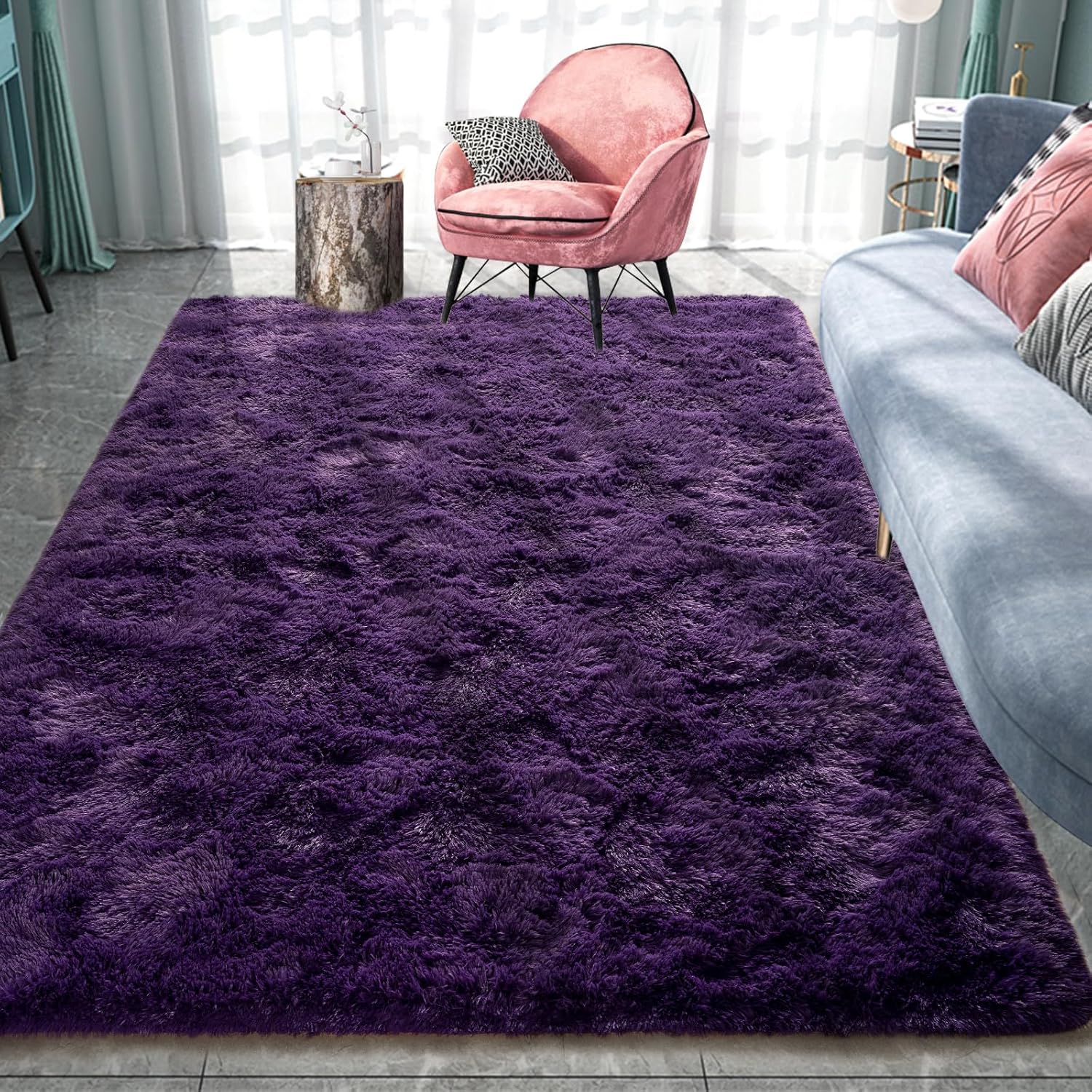 Pacapet 5x8 Fluffy Rugs for Living Room Bedroom, Dark