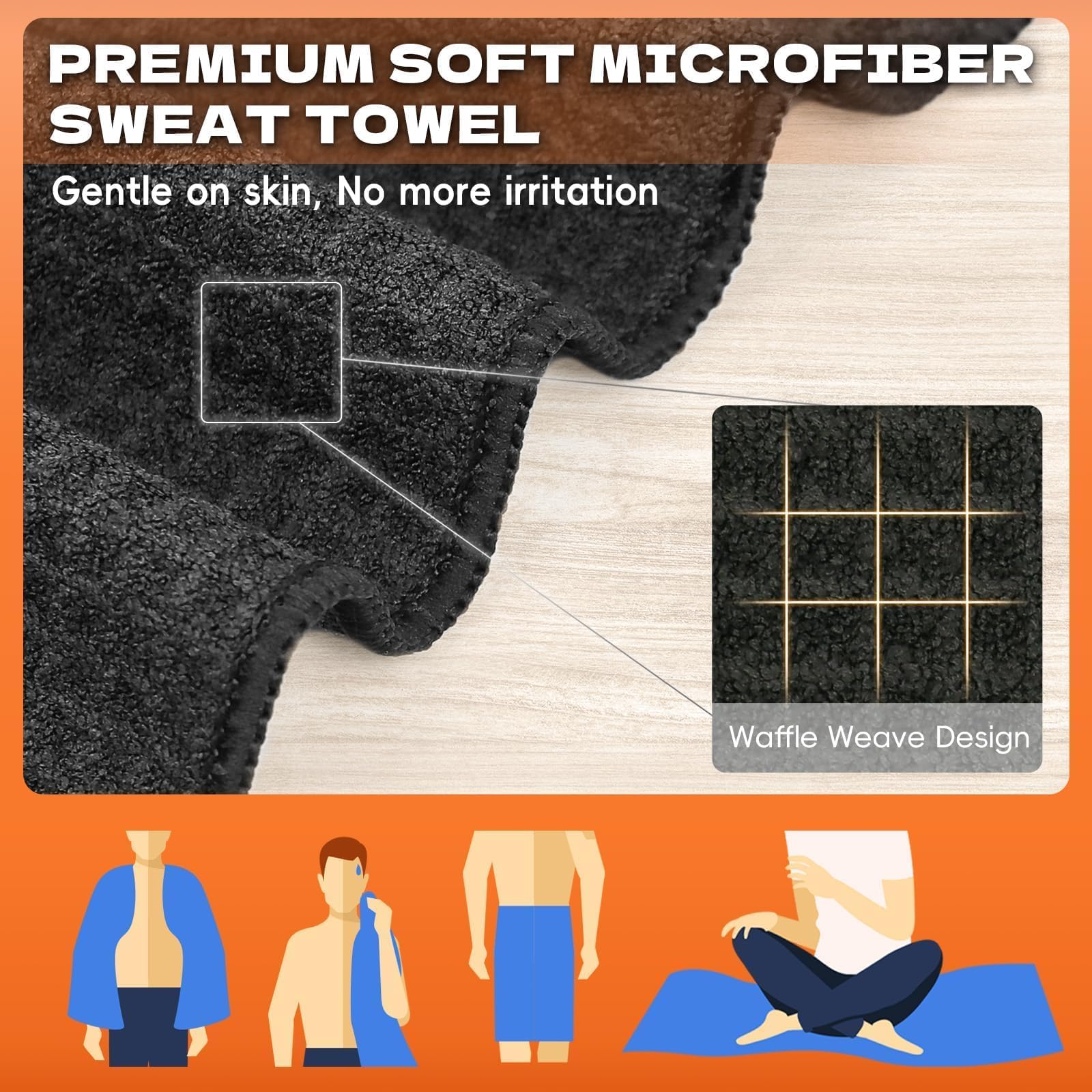 SOOWASH Microfiber Sweat Towel, Quick Dry Negative Ions 3 Pack 27x55 in — product photo