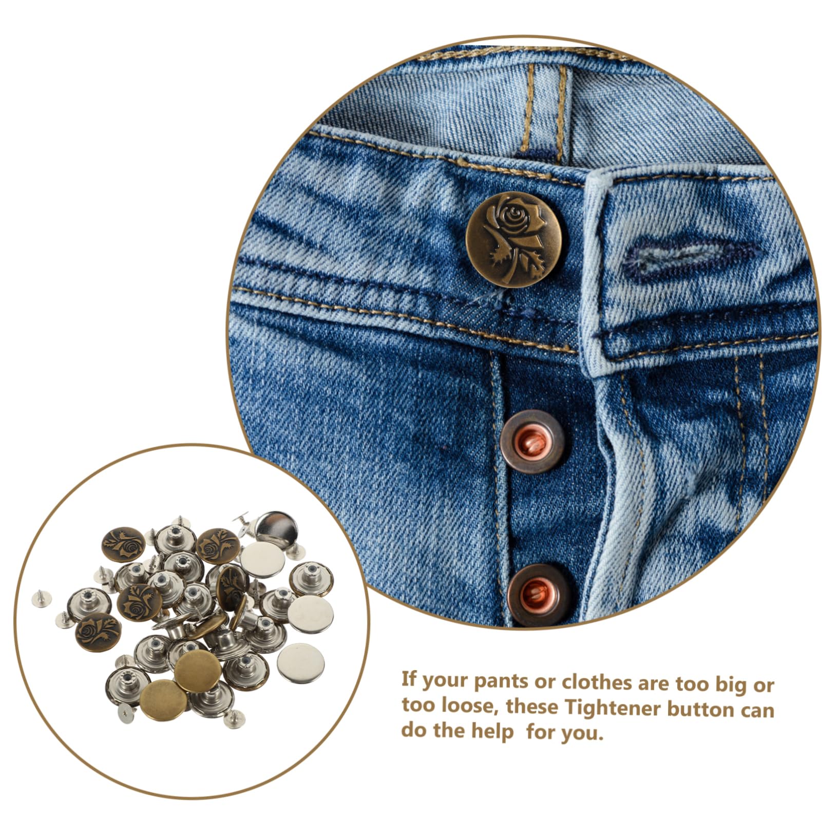 15sets Fibbia Regolabile Per Cuciture Per Jeans e Strumento Regolabile Con Cacciavite