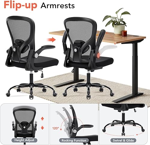 Miniatura 3 de Silla de oficina ergonómica, silla de escritorio para computadora con soporte lumbar ajustable, silla de oficina de malla transpirable con