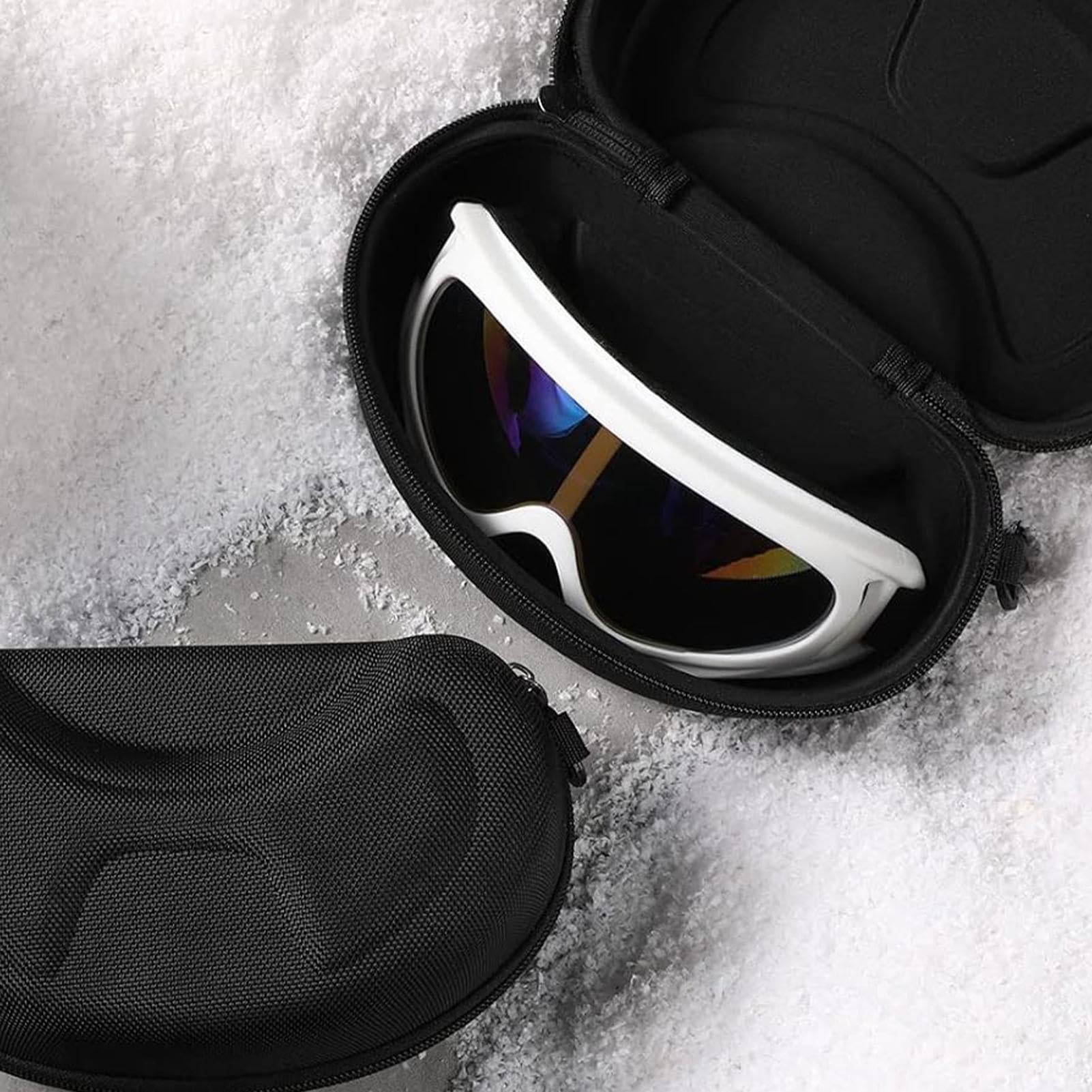 2 Pieces Large Hard Sports Glasses Case, Snows Goggles Case, Sports Glasses Storage Holder, Snows Swim Goggles Storage Box, Safety Zippered Goggle Cases