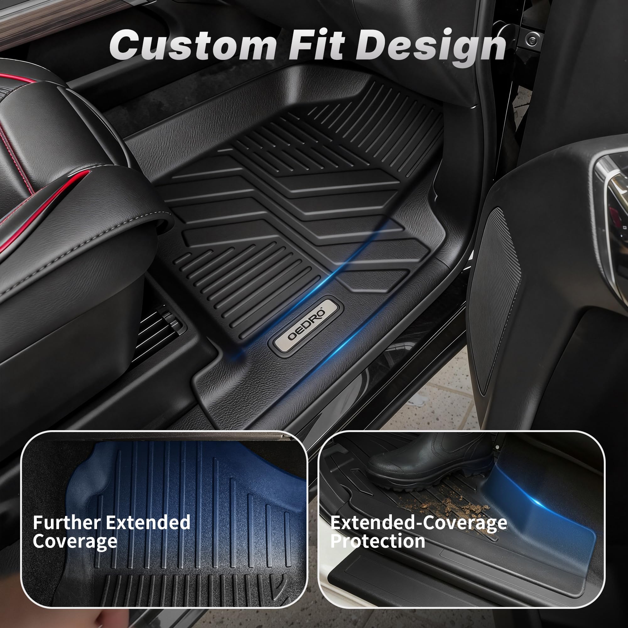 OEDRO Upgraded Floor Mats for 2019-2026 Chevy Silverado GMC Sierra 1500 Crew Cab 2020-2026 Silverado Sierra 2500HD 3500HD — view 2