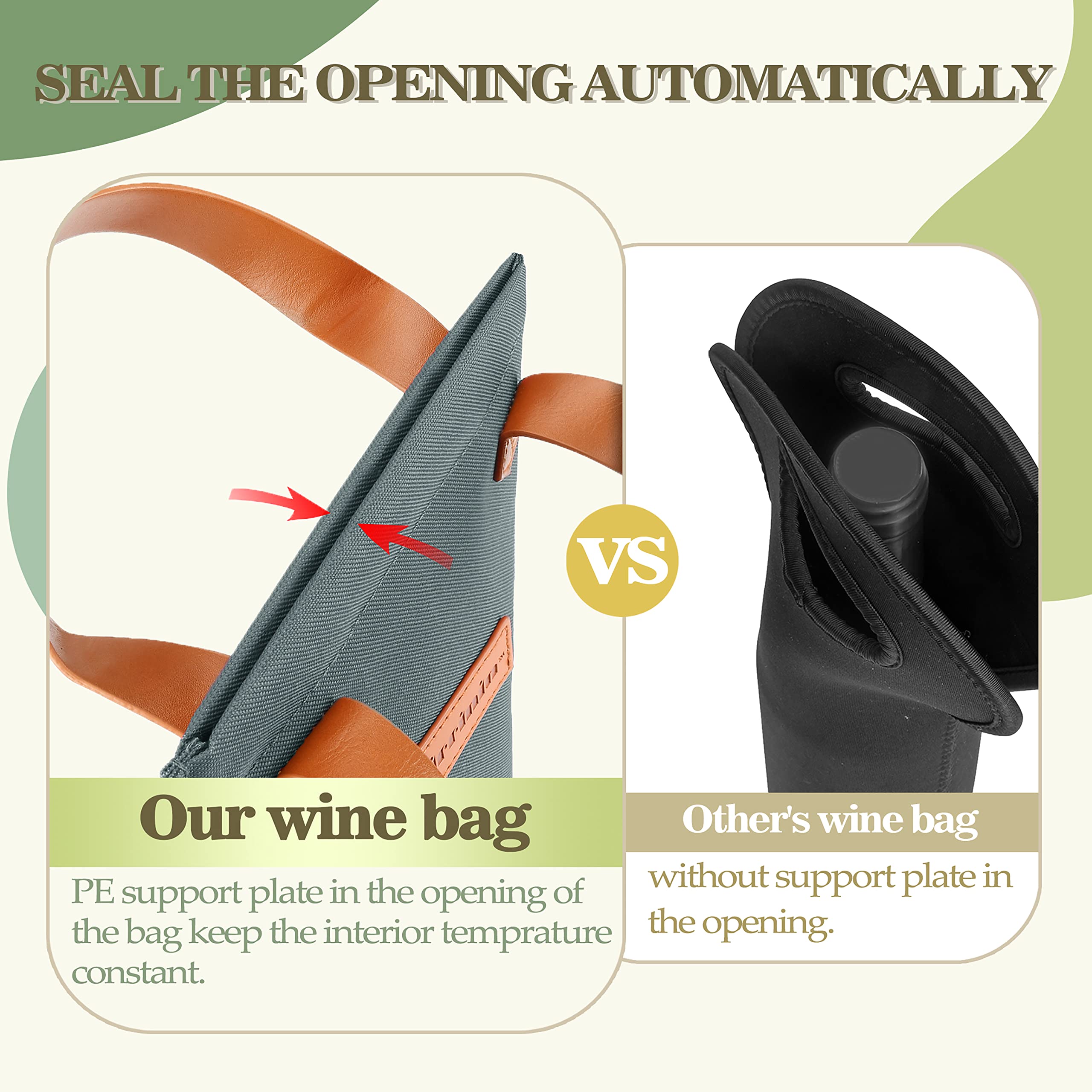 Kato Tirrinia Borsa regalo per vino singolo, borsa termica isolata e imbottita per il trasporto di bottiglie di vino per viaggi, picnic, grande regalo per gli amanti del vino, grigio