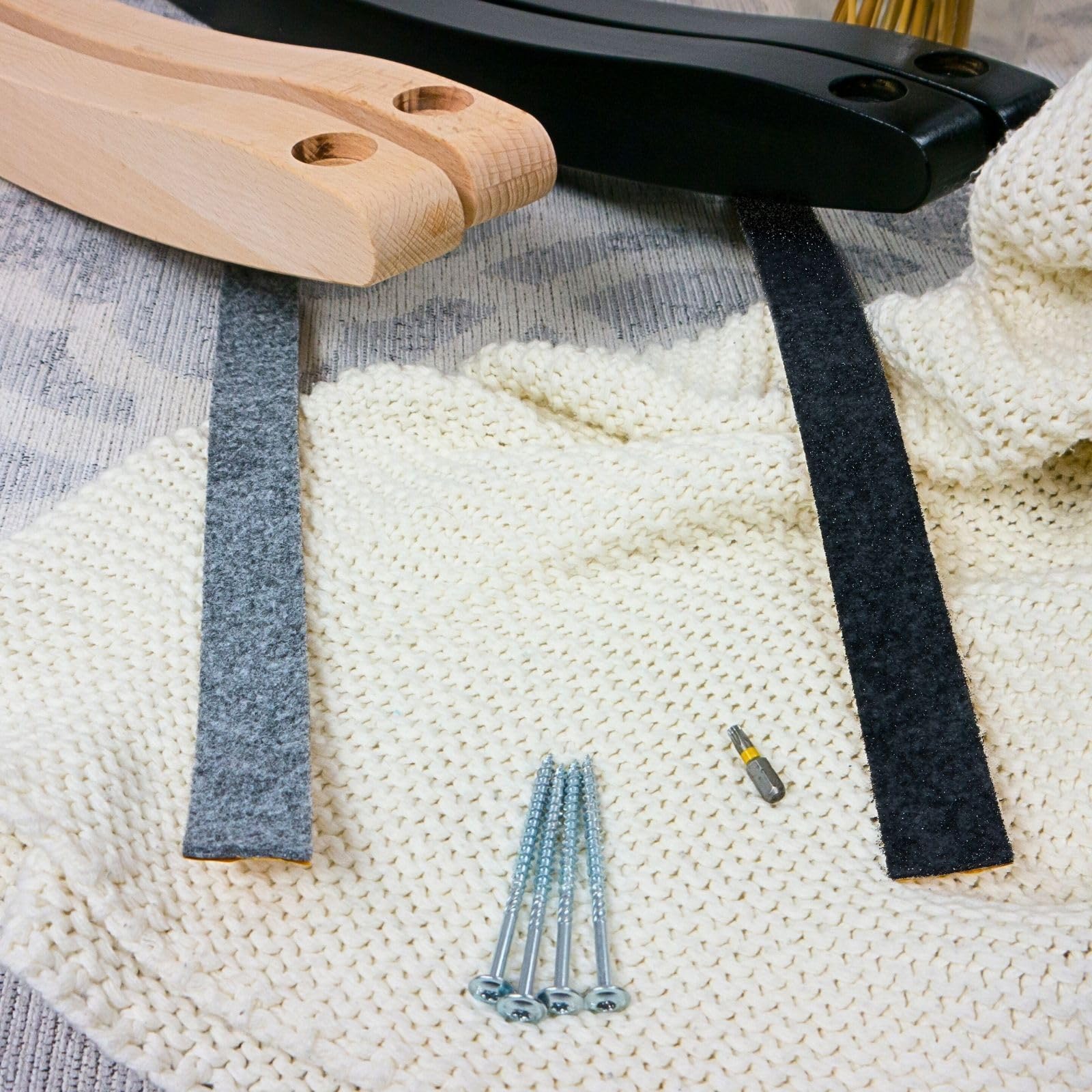 Umbau-Set: Schaukelstuhlkufen für IKEA STRANDMON - Original IKEA Hack inkl. Filzgleiter | als Stillsessel, Schaukelstuhl, Ohrensessel Hack (Natur)