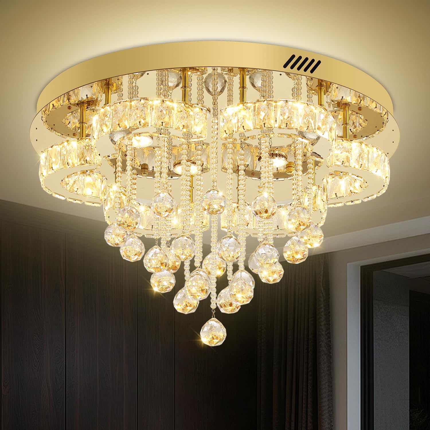 View 1 of *** MISSING PIECES ***
Flashing God 24" Gold Crystal Chandelier