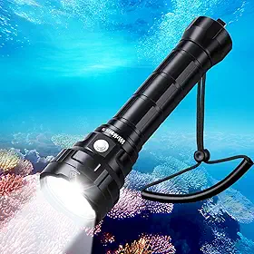 Wurkkos Lanterna de mergulho DL70 com luz de mergulho – Lanterna de mergulho super brilhante 150 m IPX8 impermeável lanterna submarina de LED – Lanterna subaquática para mergulho 4 modos para