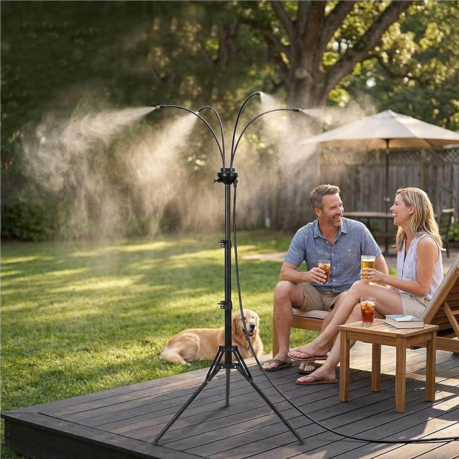 Nebulizzatore in Piedi per Patio Esterno, Sistema di Nebulizzazione Regolabile in Altezza per Raffreddamento Esterno, per Terrazzi, Piscine, Barbecue