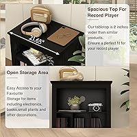Vista 3 de Soporte para tocadiscos de granja, soporte para tocadiscos de 3 niveles con almacenamiento de discos de vinilo, estante de exhibición de gabinete