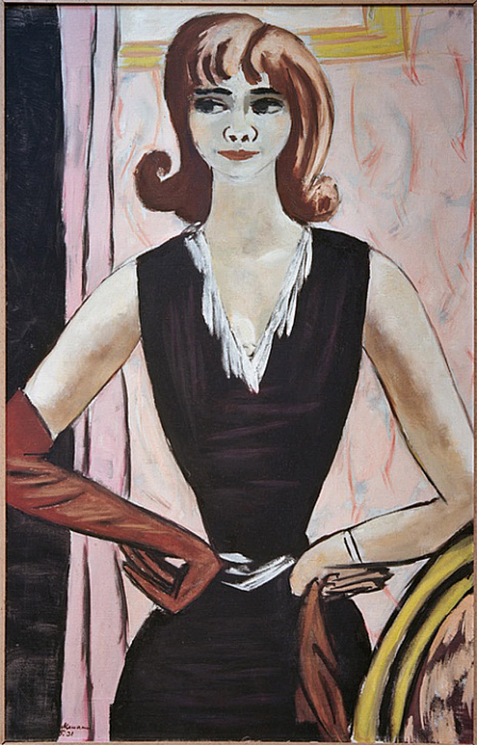 ARTXLXXBN Famous Painting Canvas Artwork Graffiti Print Portrait Quappi on Pink and Purple by Max Beckmann Portrait Canvas Image for Home Decor 60x90cm