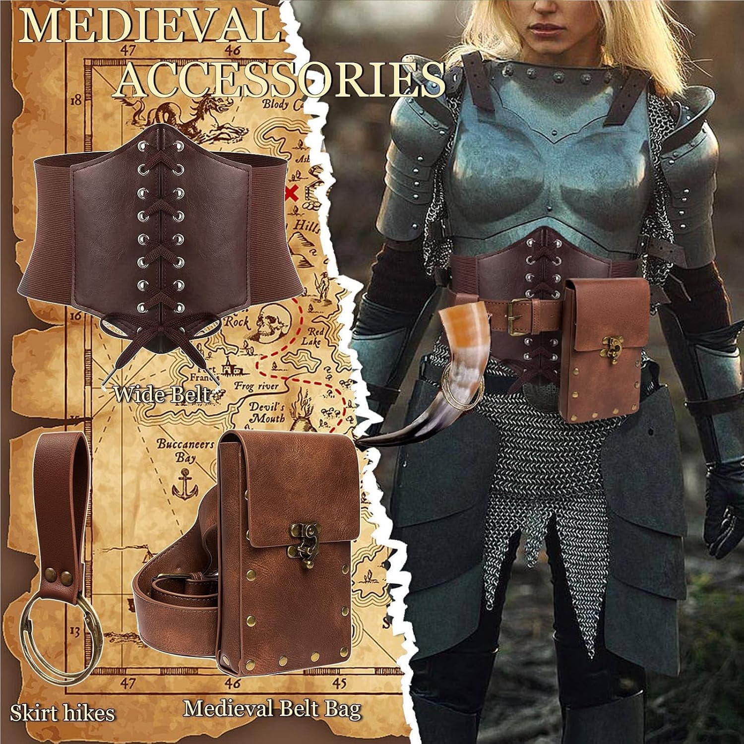 Womens Corset Belt Belt Pouch Waist Bag Fanny Pack Phone Holder Medieval Renaissance Costume Accessories