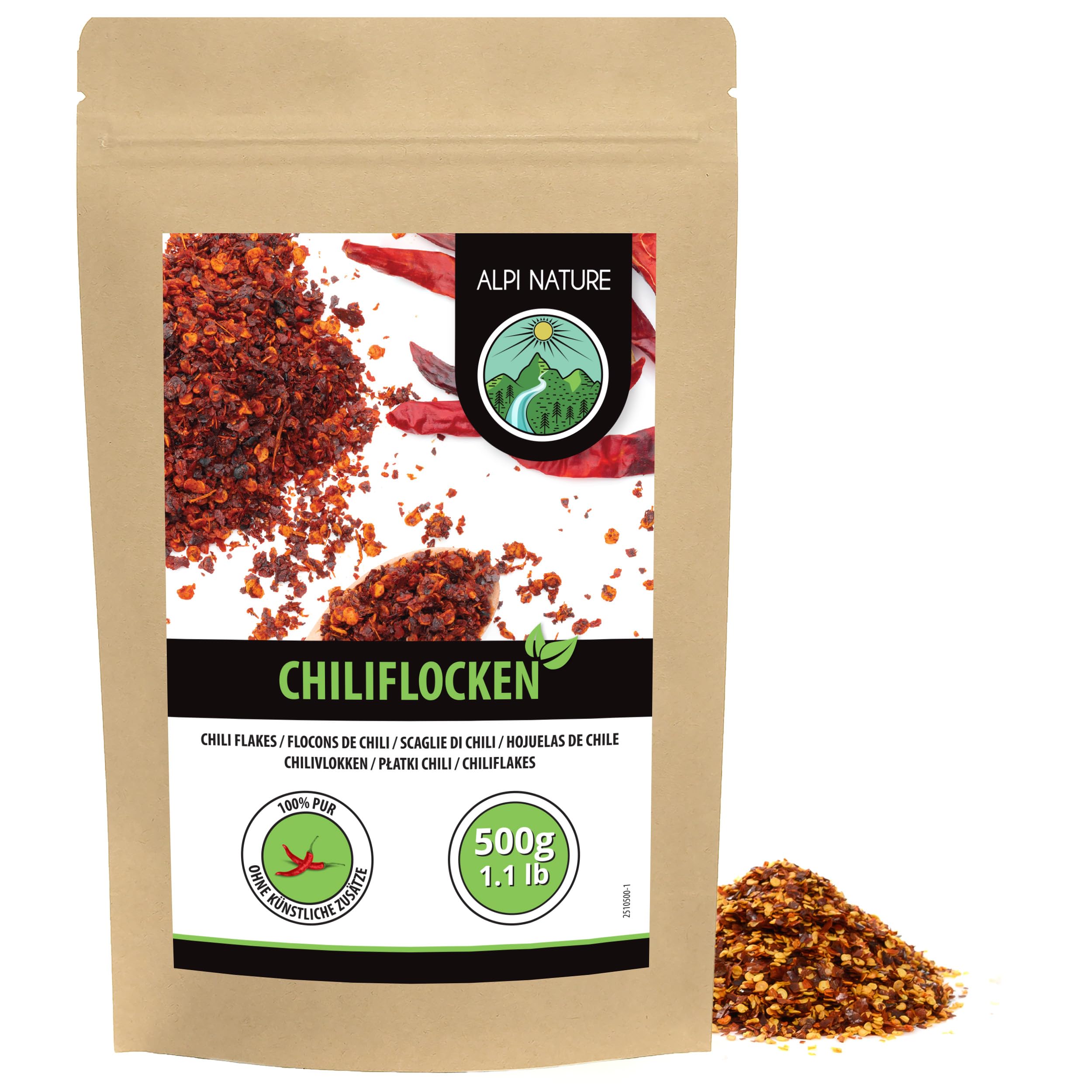 Alpi Nature Chiliflocken scharf 500g, Chilischoten, Chili Gewürz, scharfe Gewürze, Capsicum annuum