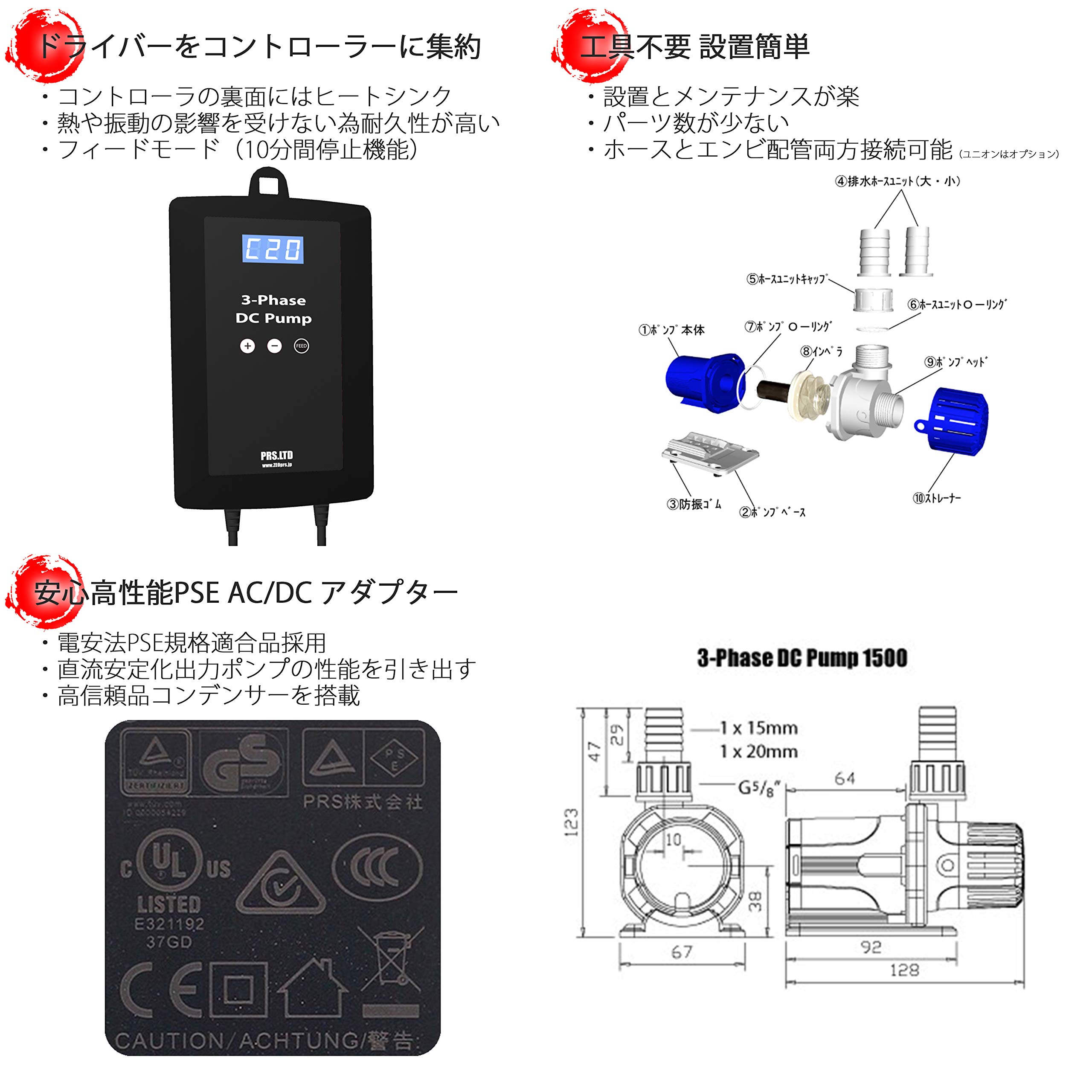 Amazon.co.jp: 故障率0% パワフル PRS 3-Phase DC 水中ポンプ 流量
