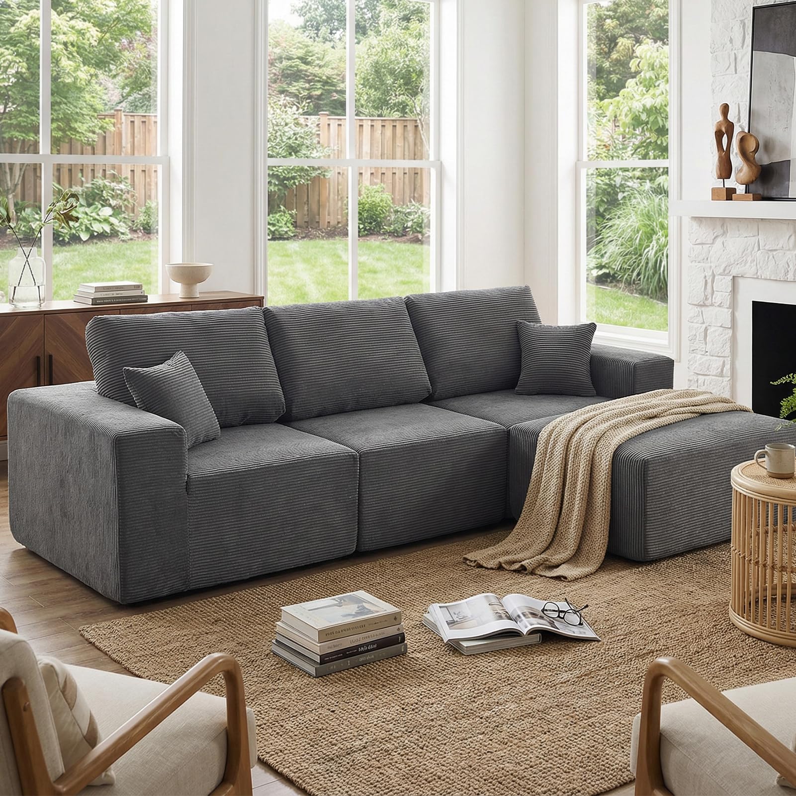 CHOSHOME 275cm Ecksofa mit Schlaffunktion