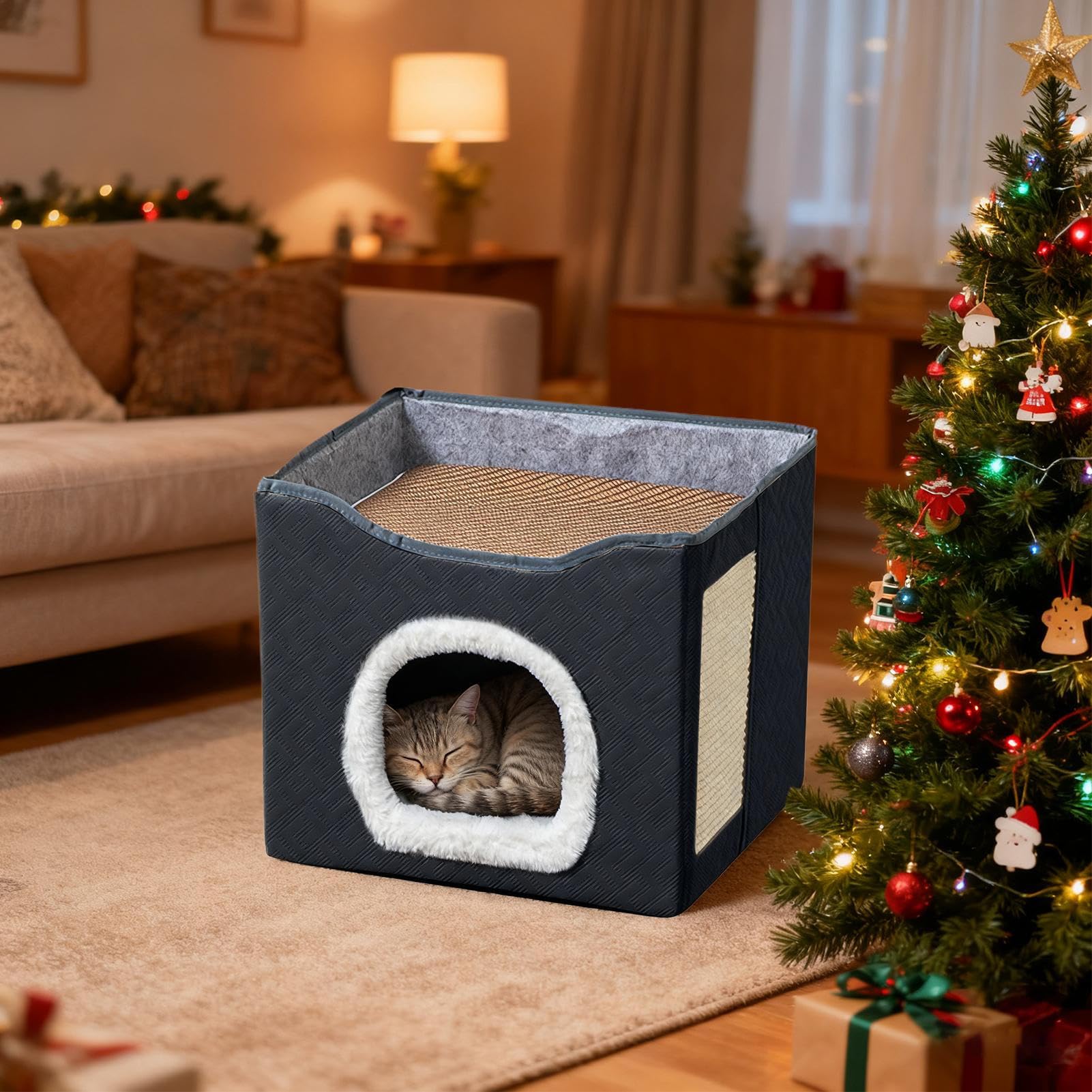 Cuccia Per Gatti Cuccia Traspirante Semi-Chiusa Per Animali Domestici | Cucce Per Gatti Da Interno per Piccoli Grandi Giardino Cortile Fienile Portico Balcone Cortili