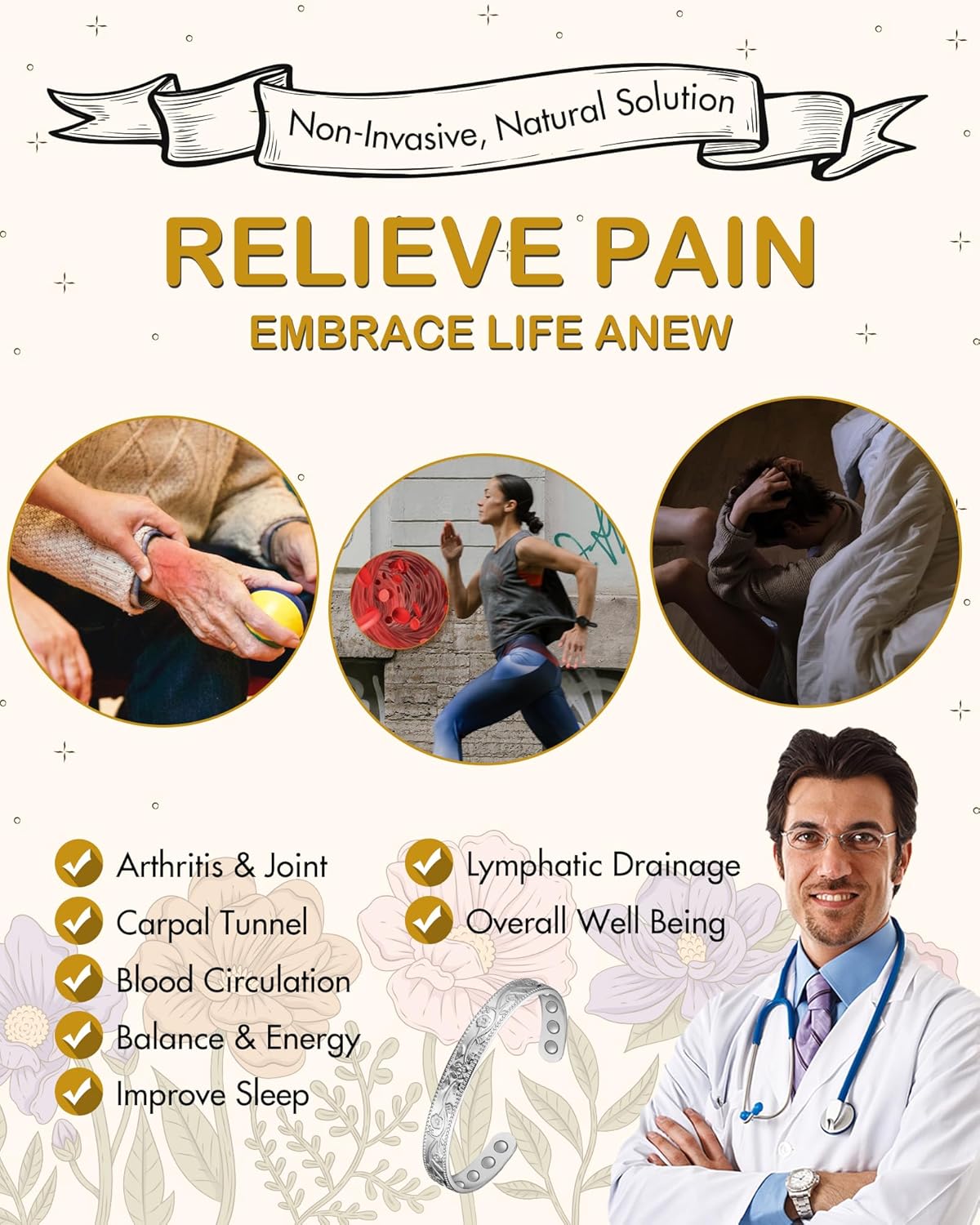 Feraco Copper Bracelet for Women, Ultra Strength Magnetic Bracelets, 99.99% Pure Copper Cuff Bangle with 3500 Gauss Neodymium Magnets, Adjustable (Silver) - Image 7