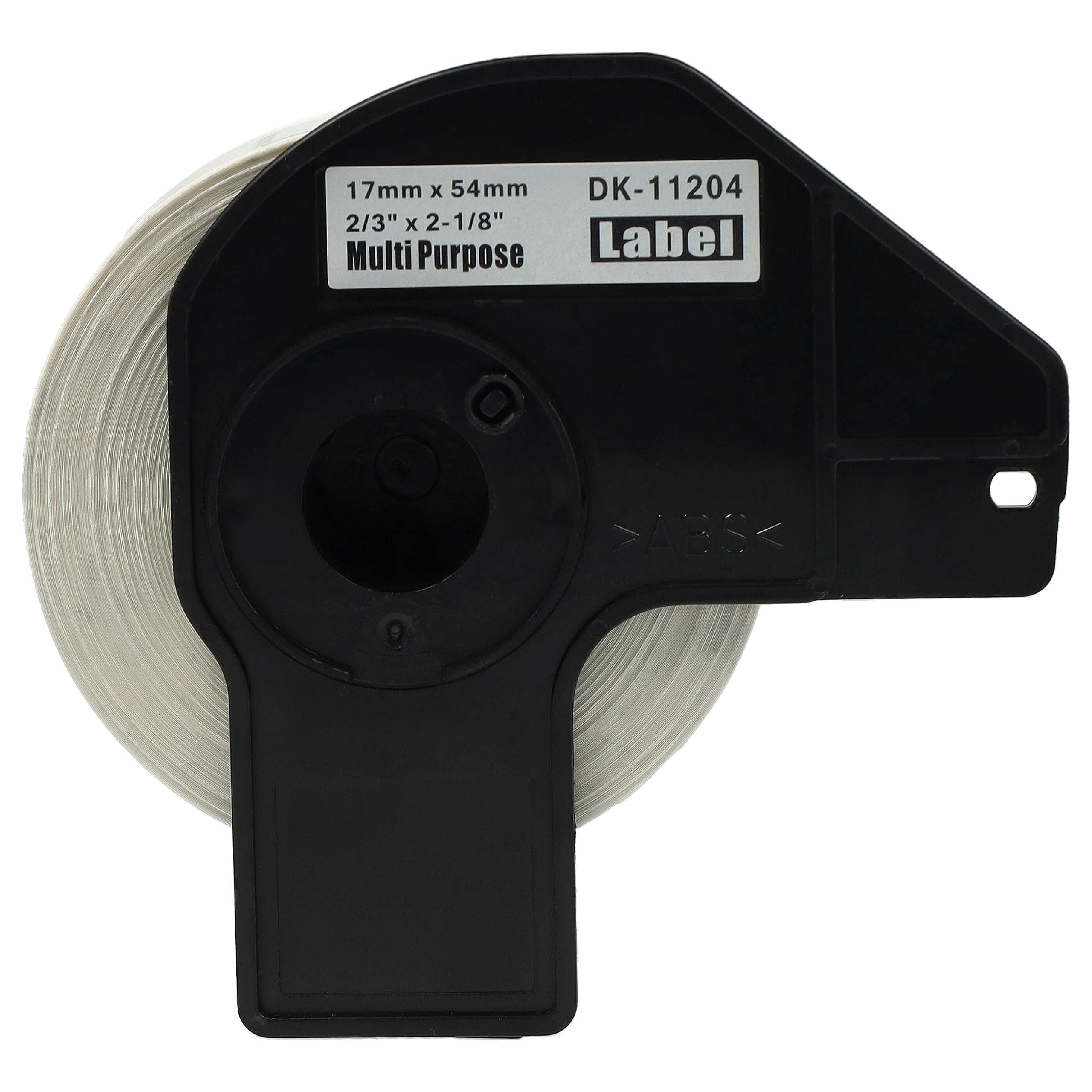 vhbw 5x rotolo etichette con supporto 17mm x 54mm (400 etichette) compatibile con Brother PT QL720NW etichettatrice bianco