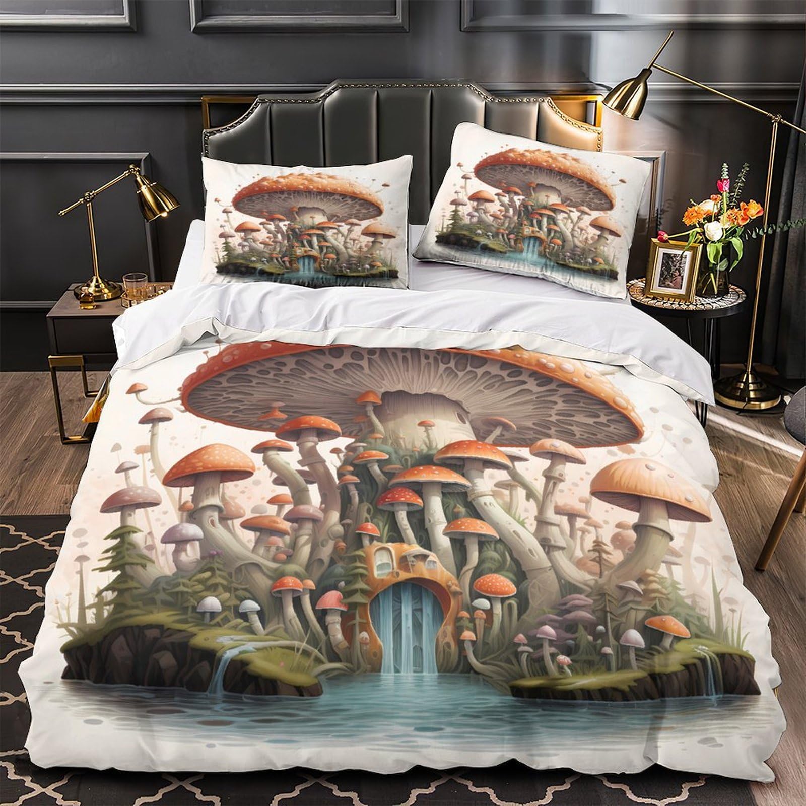 Housse de couette dragon anti acarien en microfibre douce fermeture éclair