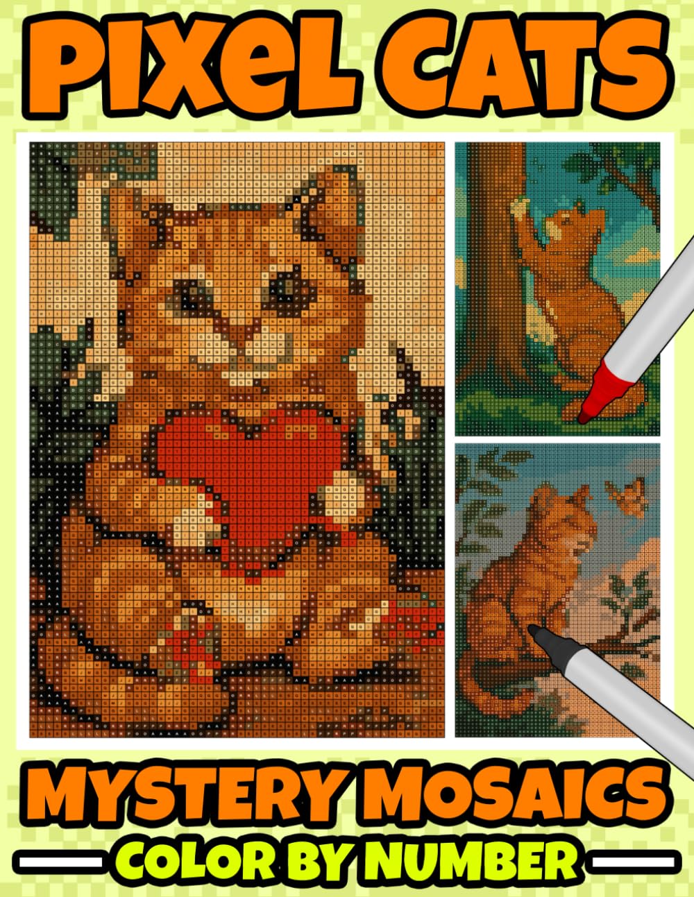Cats Mystery Mosaics Color By Number: Adorable Feline Pixel Art Revealed One Square at a Time – Quest Color by Number Fun for All Ages